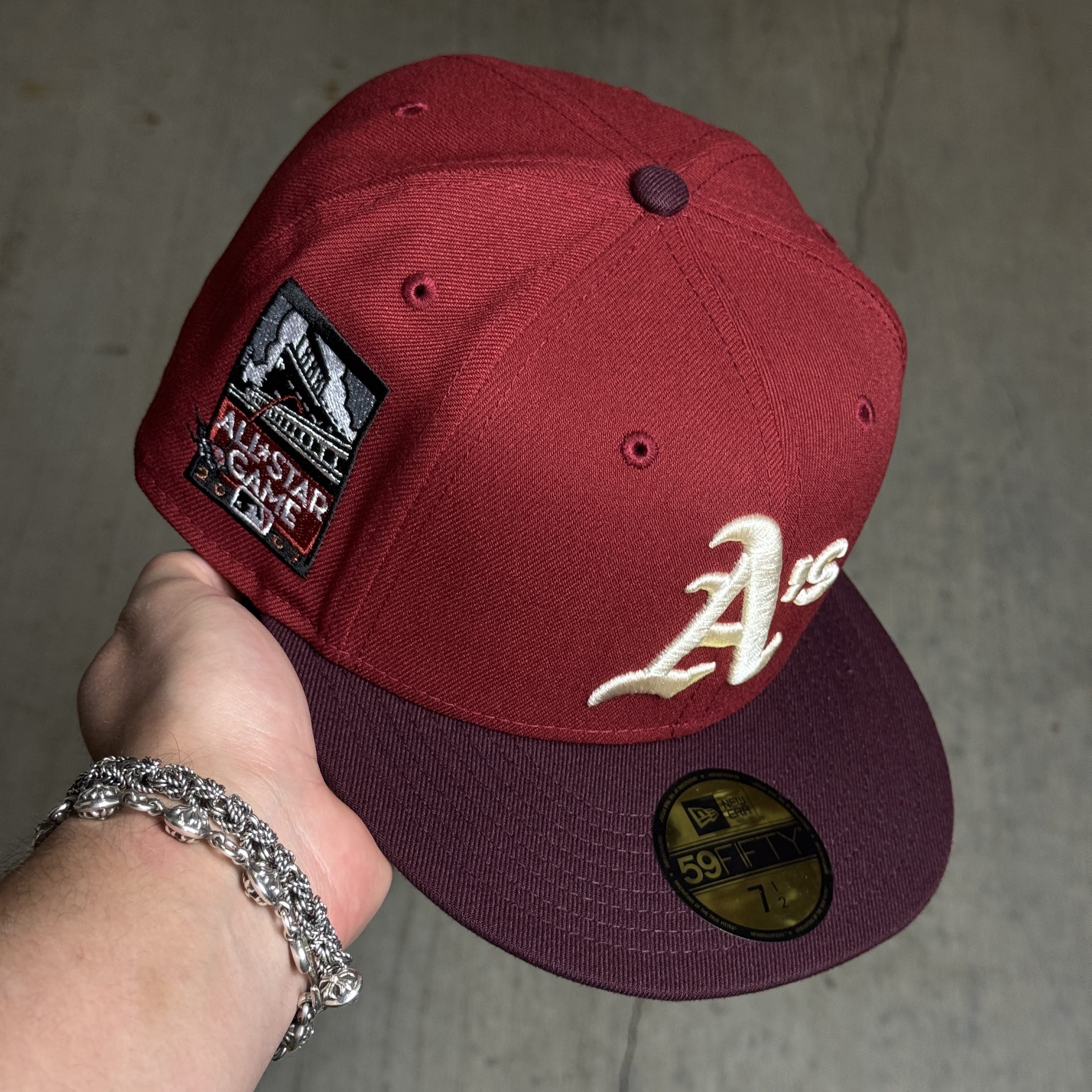 NWT 1/2 Maroon Oakland Athletics 2007 All Star Game 59fifty New Era Fitted Hat Cap