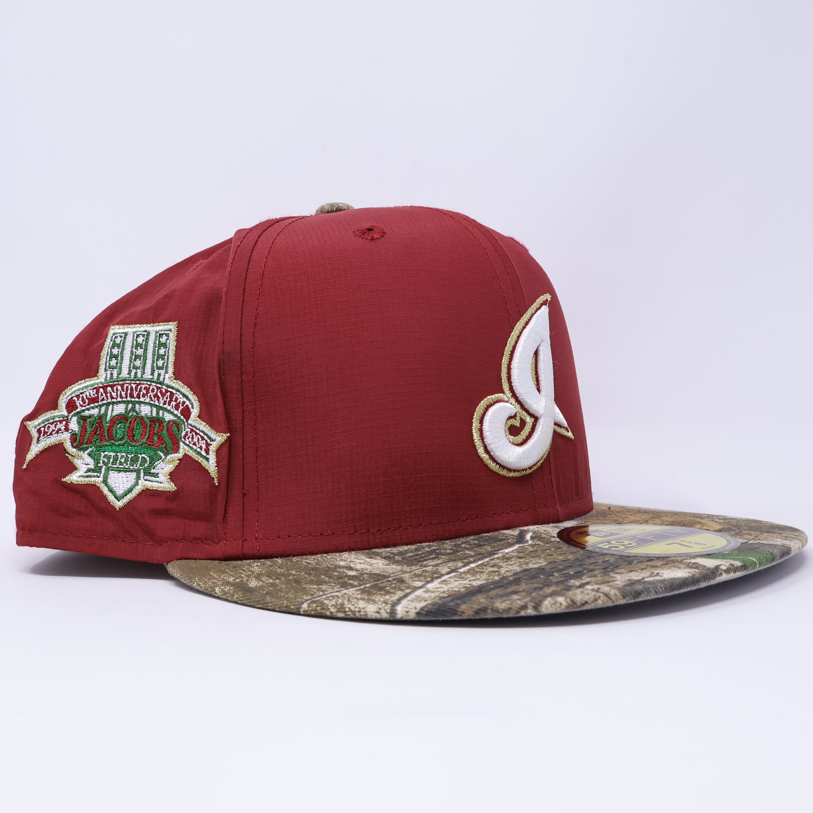 NEW 5/8 Brick Red Cleveland Indians Jacobs Field Ripstop 59fifty New Era Fitted Hat Cap