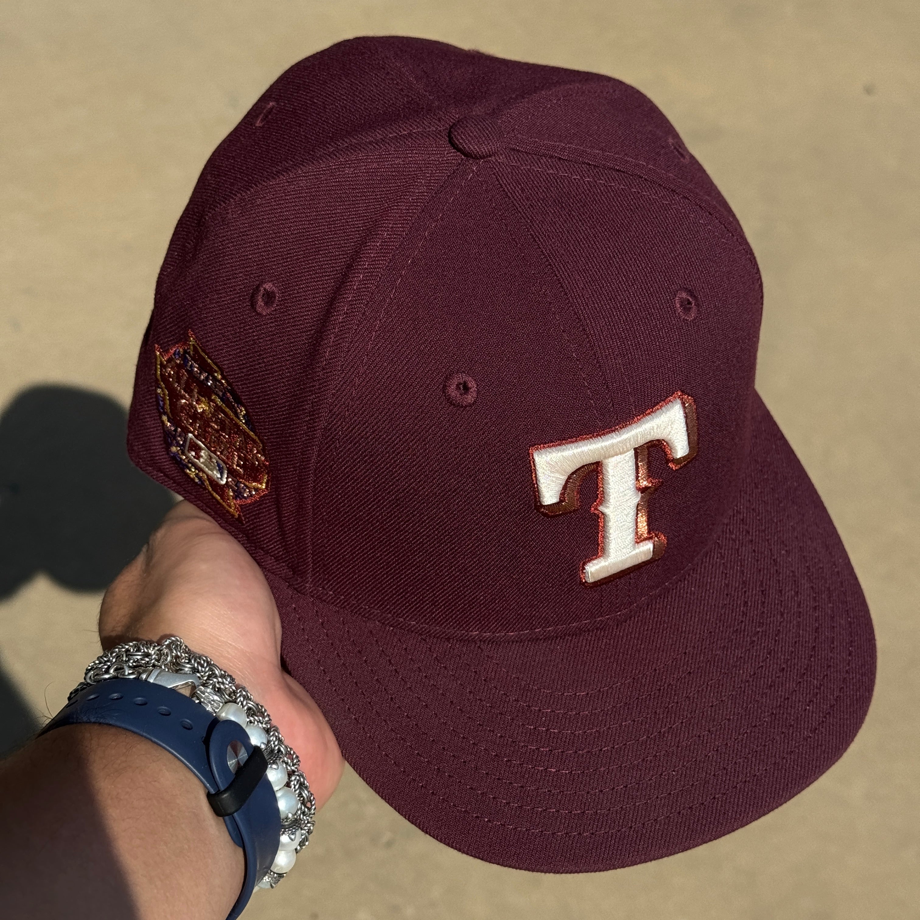 USED 5/8 Maroon Dallas Texas Rangers 2024 All Star Game 59fifty New Era Fitted Hat Cap