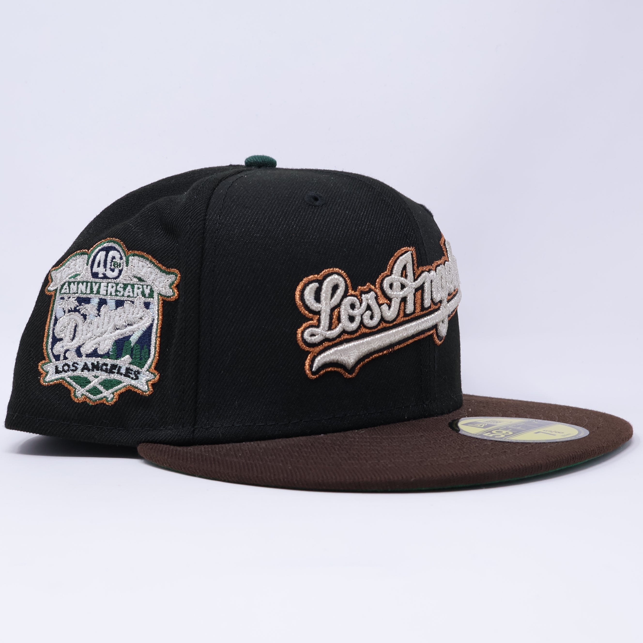 NWT 5/8 Black Los Angeles Dodgers 40th Anniversary 59fifty New Era Fitted Hat Cap