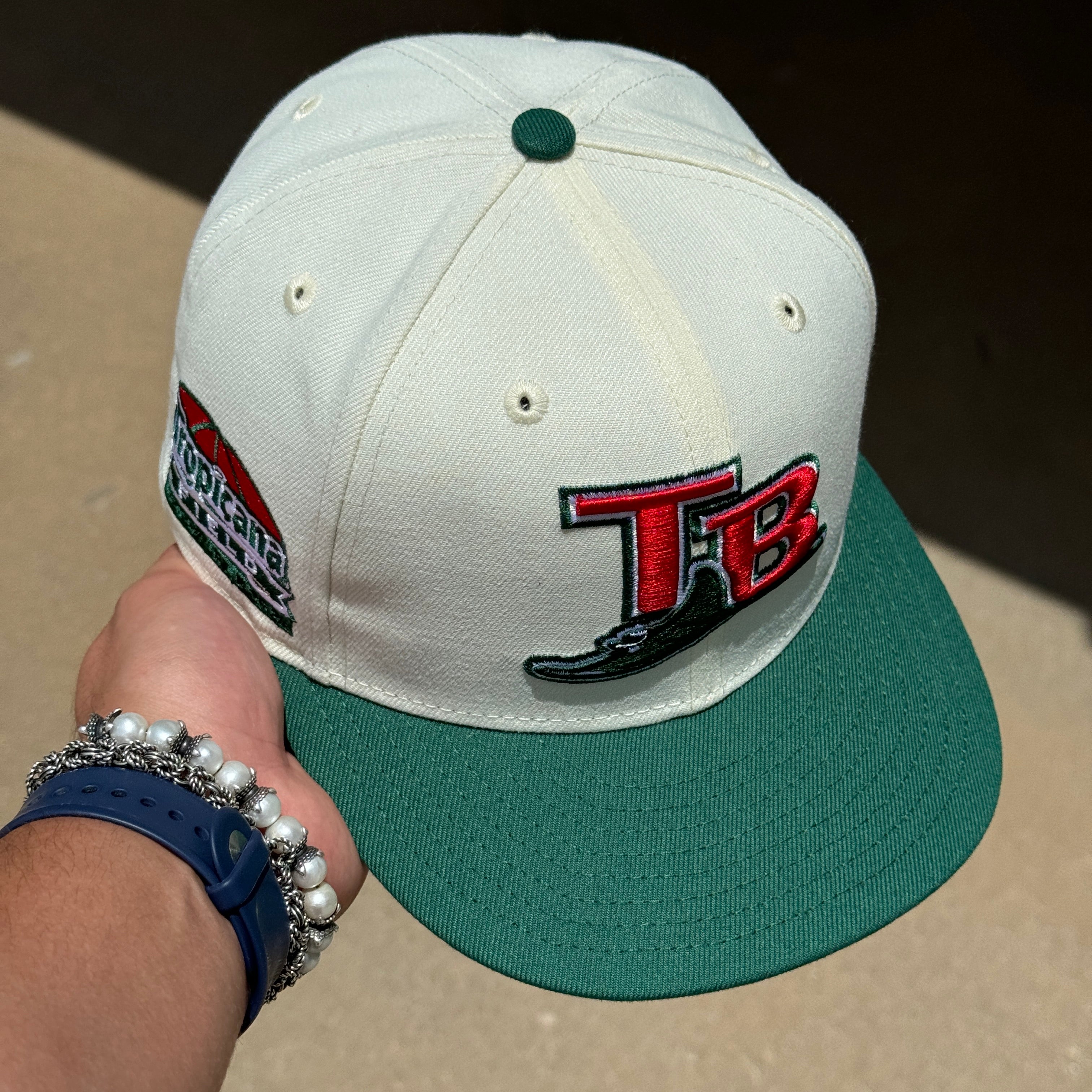 USED 1/8 Chrome Tampa Bay Devil Rays Tropicana Field 59fifty New Era Fitted Hat Cap