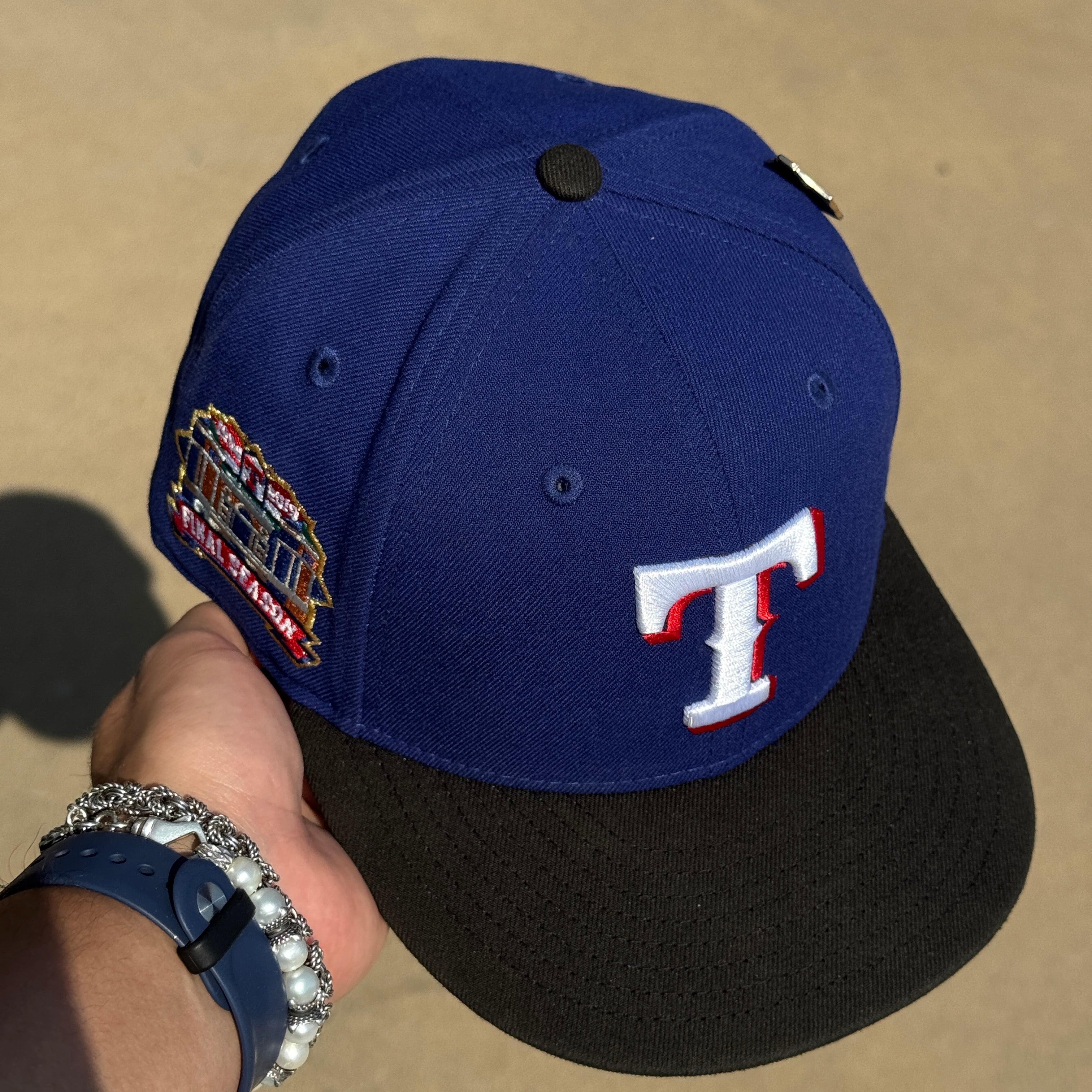 USED 5/8 Blue Dallas Texas Rangers Final Season 59fifty New Era Fitted Hat Cap