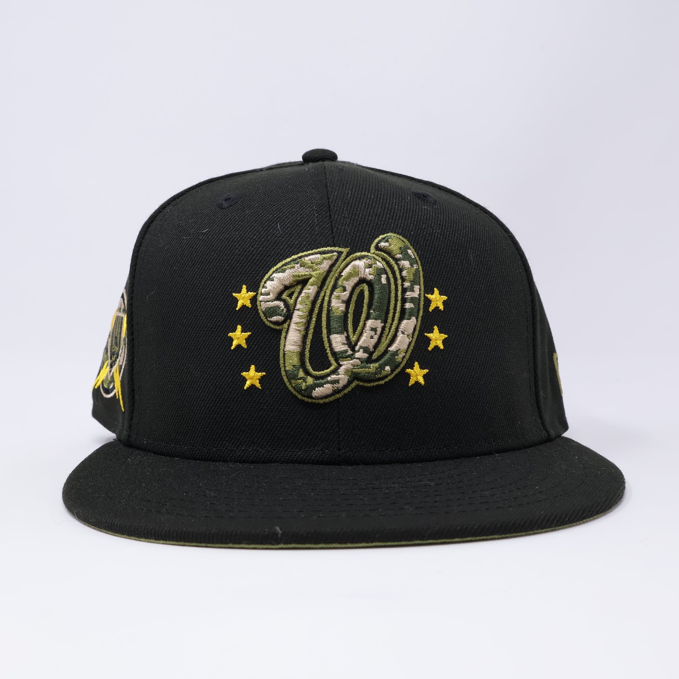 USED 3/8 Black Washington Nationals Army Edition 59fifty New Era Fitted Hat Cap