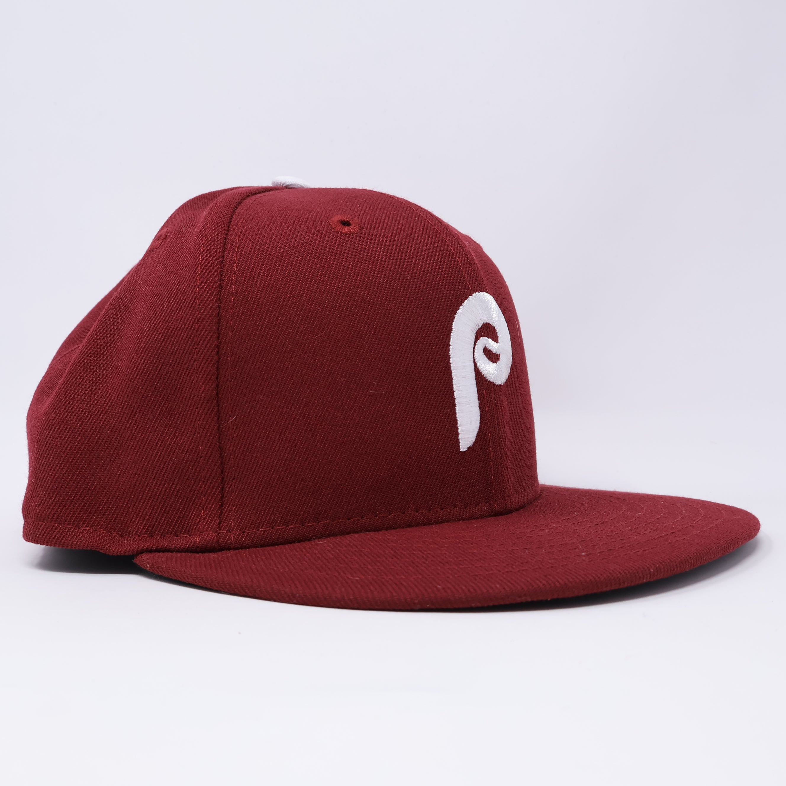 USED 3/8 Maroon Philadelphia Phillies Simple Clean Dope 59fifty New Era Fitted Hat Cap
