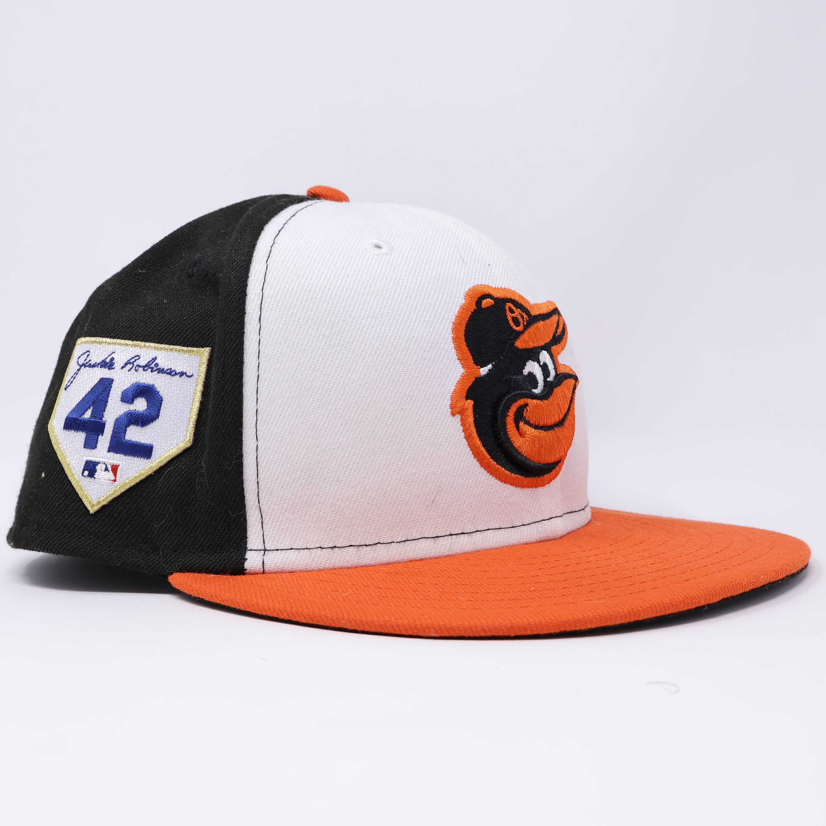 USED 3/8 Multicolor Baltimore Orioles 42 Jackie Robinson 59fifty New Era Fitted Hat Cap