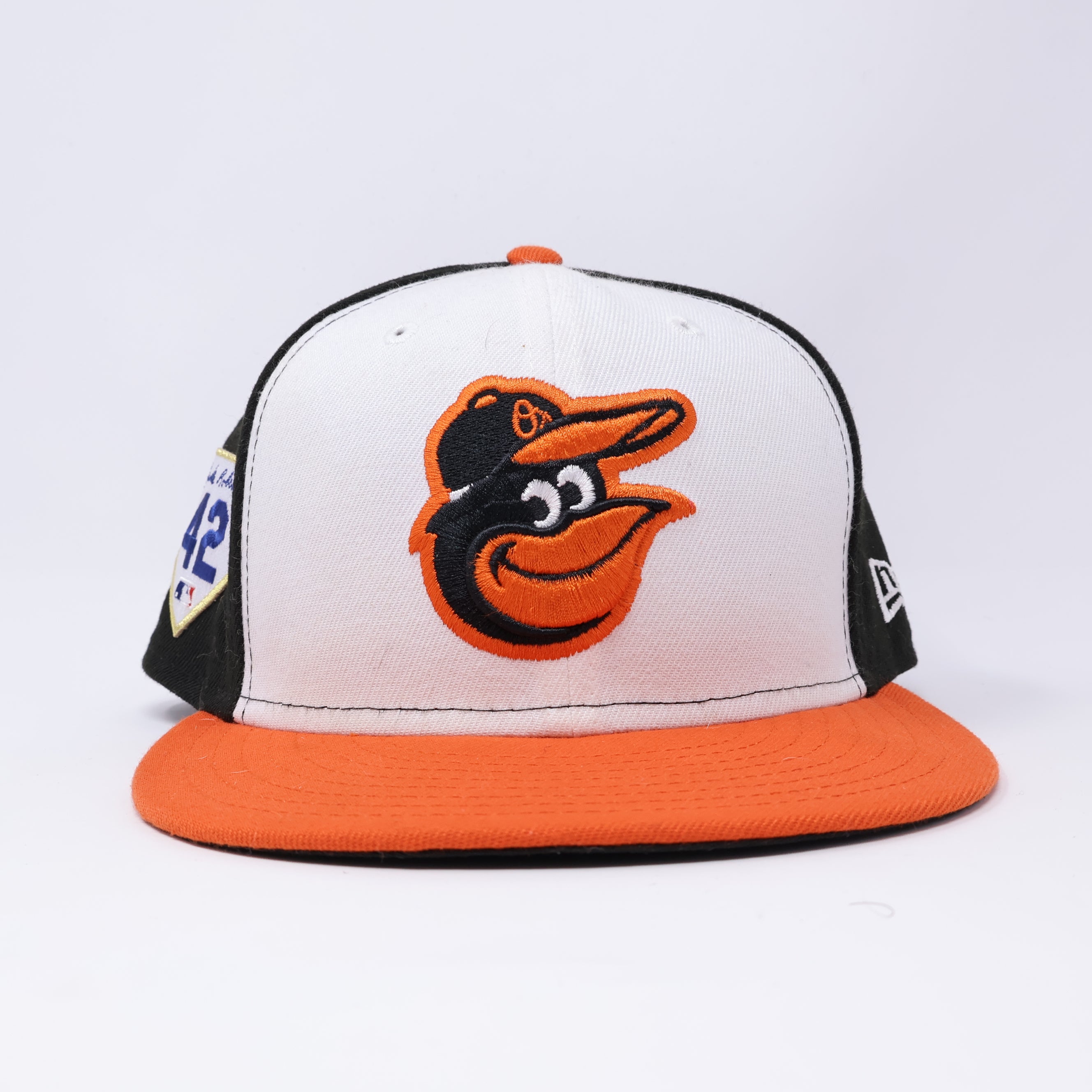 USED 3/8 Multicolor Baltimore Orioles 42 Jackie Robinson 59fifty New Era Fitted Hat Cap