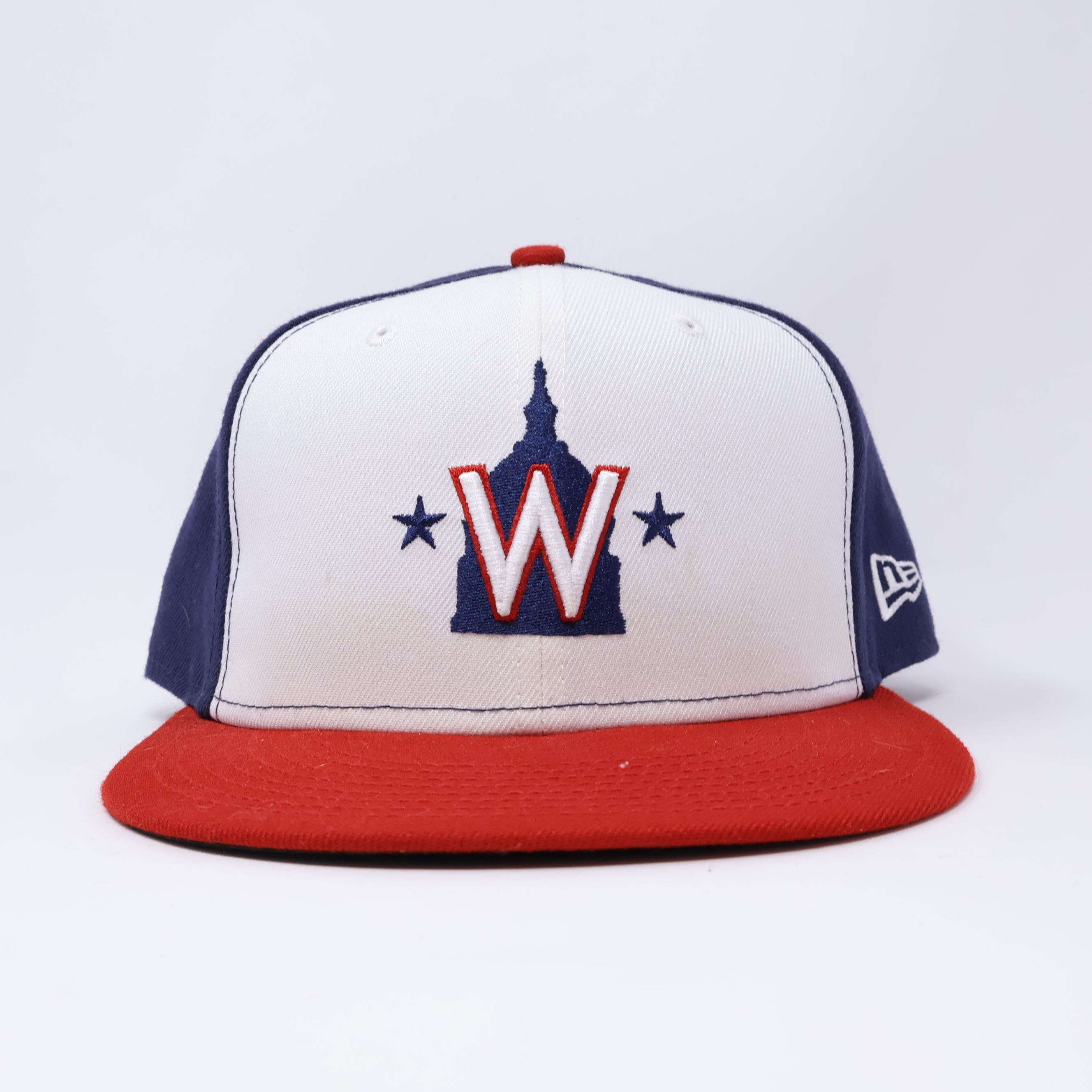 USED 3/8 Multicolor Washington Nationals Simple Clean Dope 59fifty New Era Fitted Hat Cap