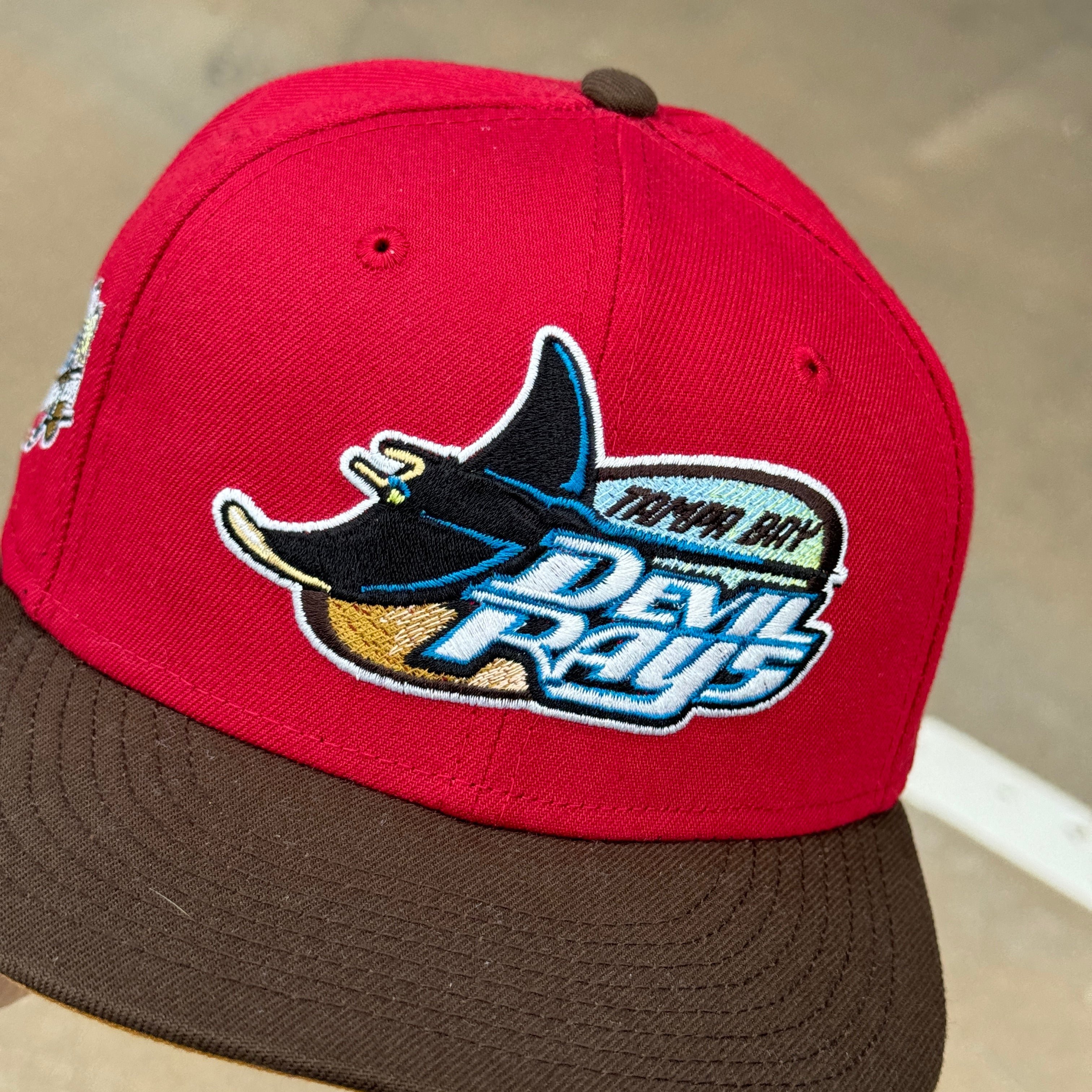 USED 1/8 Brick Red Tampa Devil Rays Inaugural Season 1998 59fifty New Era Fitted Hat Cap