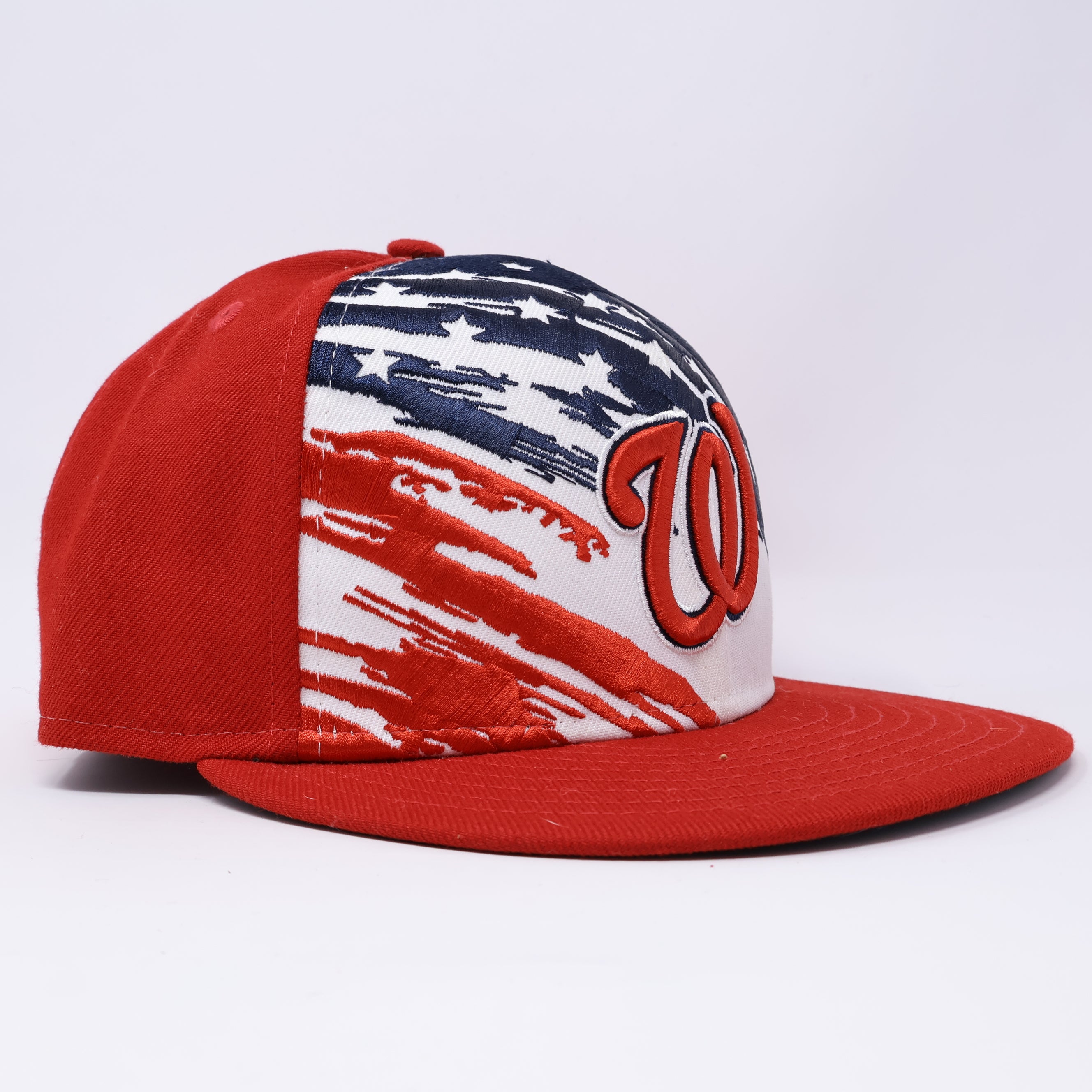 USED 3/8 Multicolor Washington Nationals USA 4th of July 59fifty New Era Fitted Hat Cap