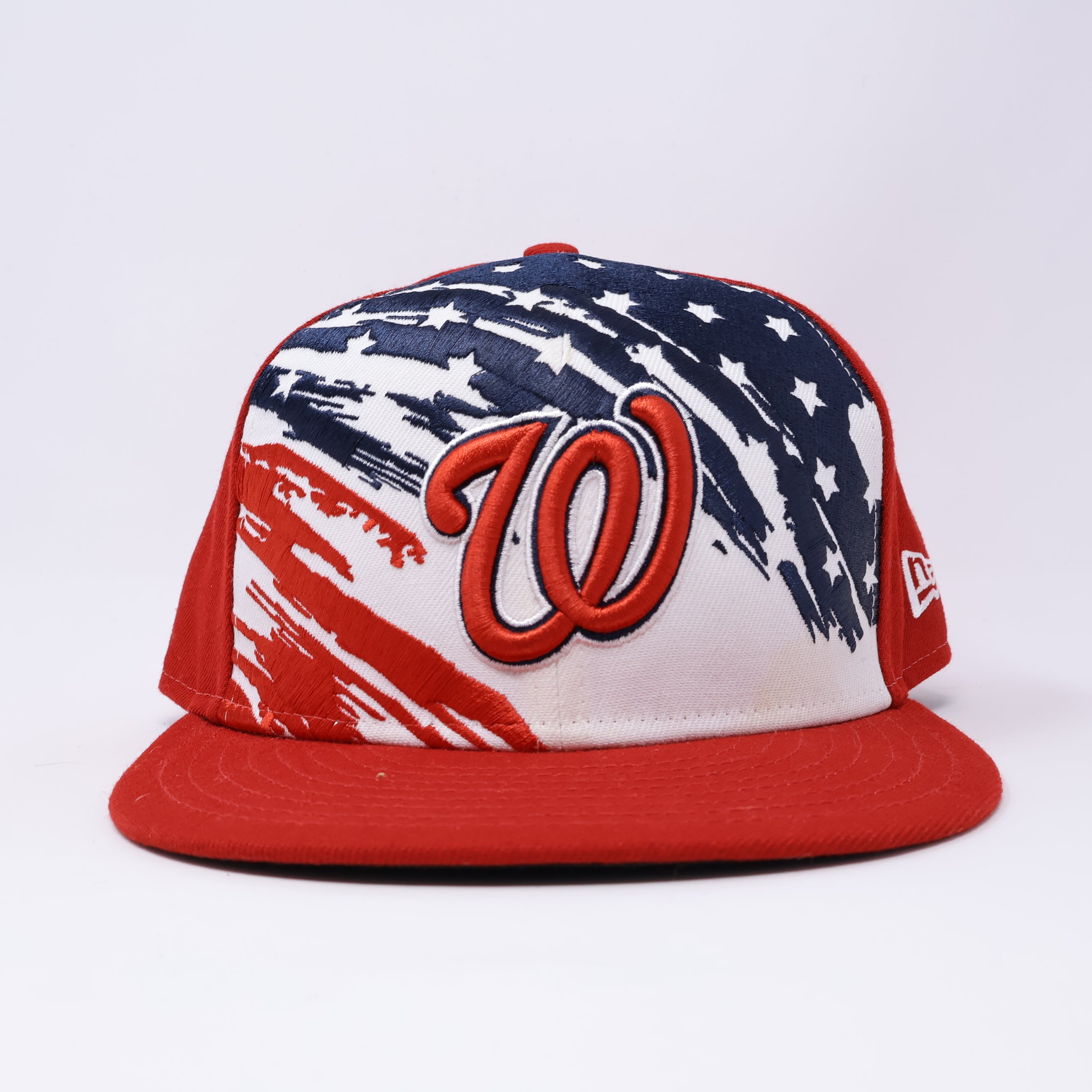 USED 3/8 Multicolor Washington Nationals USA 4th of July 59fifty New Era Fitted Hat Cap