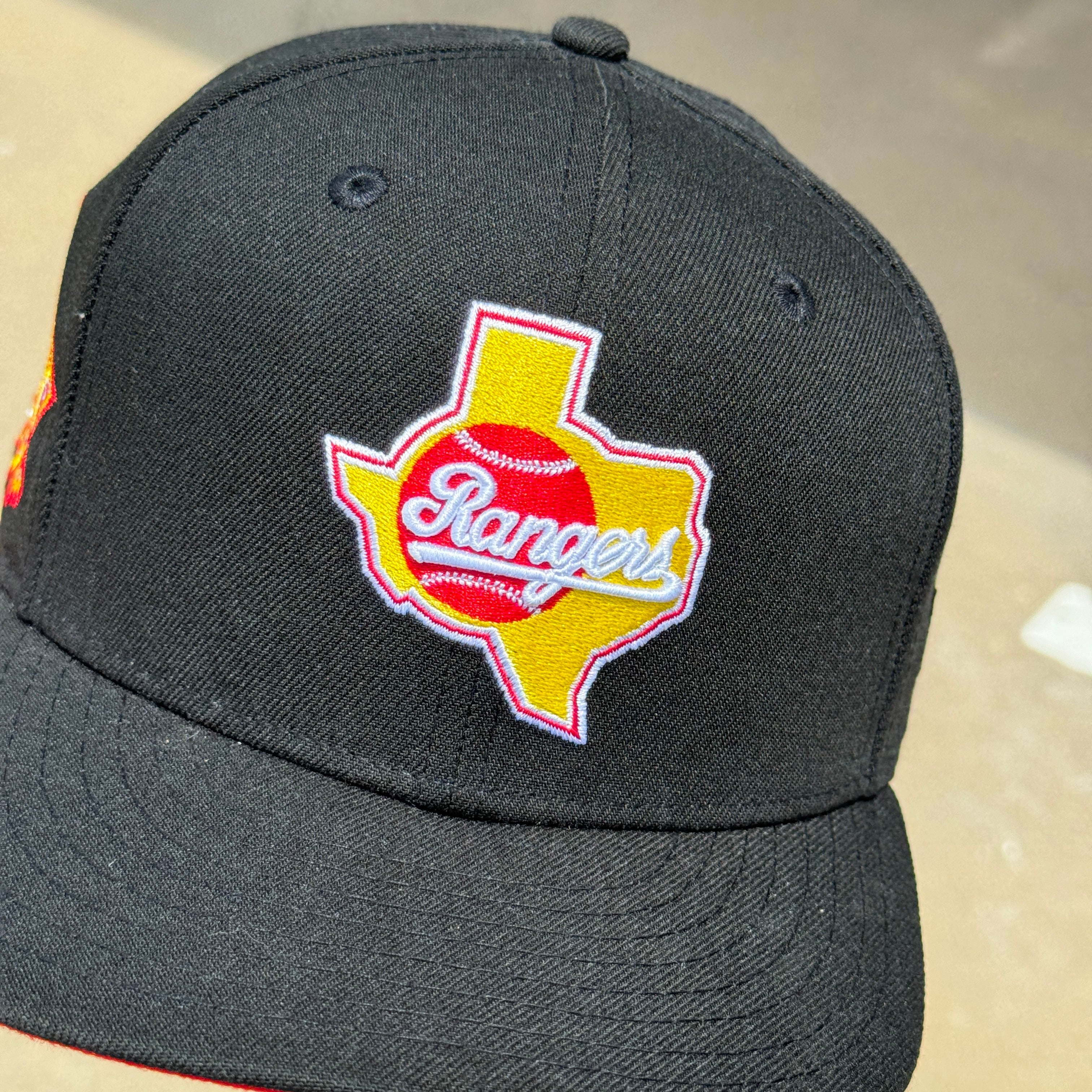 USED 1/8 Black Dallas Texas Rangers Arlington Stadium 59fifty New Era Fitted Hat Cap