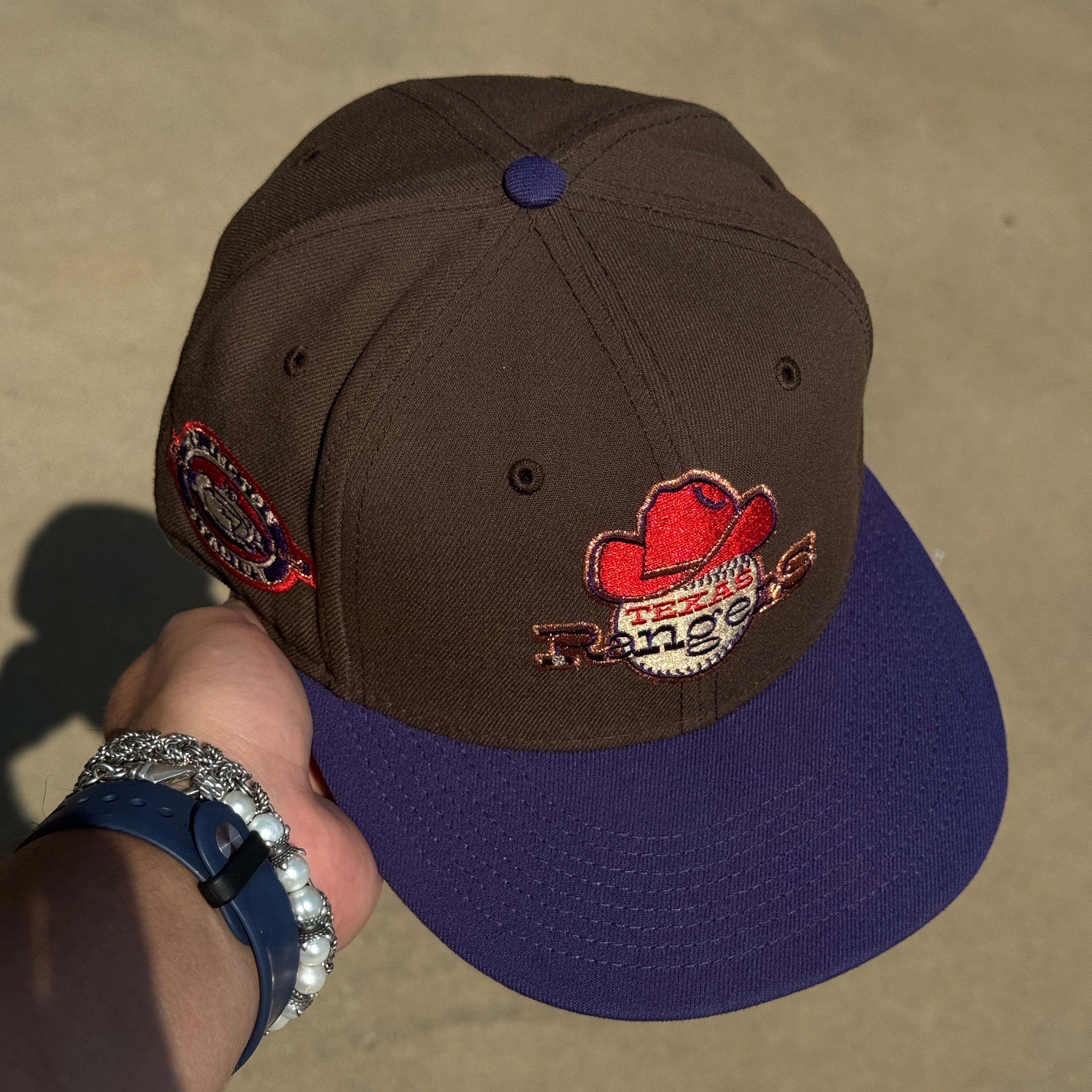 USED 1/2 Brown Dallas Texas Rangers Arlington Stadium 59fifty New Era Fitted Hat Cap