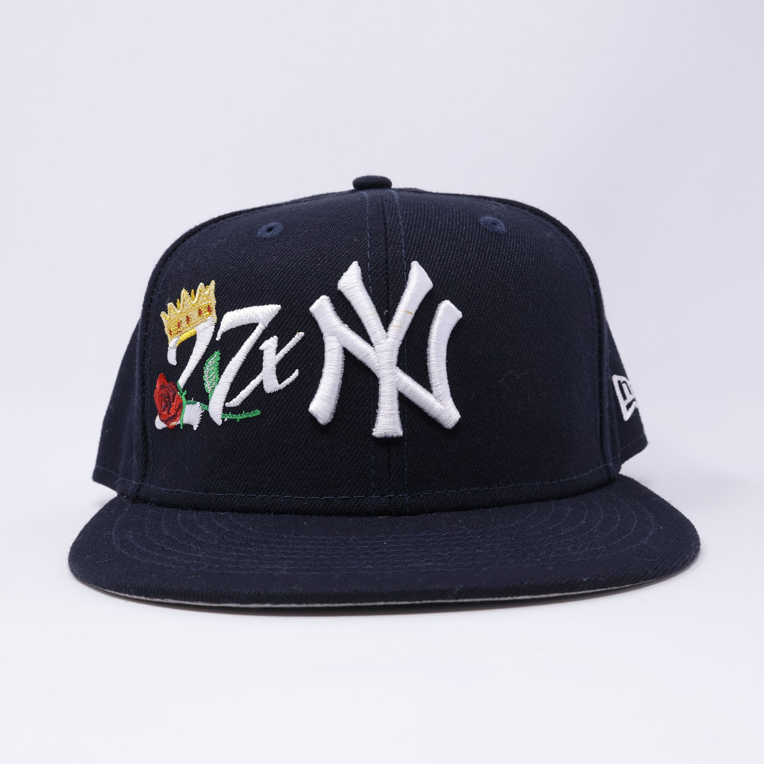 USED 3/8 Navy New York Yankees 27x Champs 59fifty New Era Fitted Hat Cap