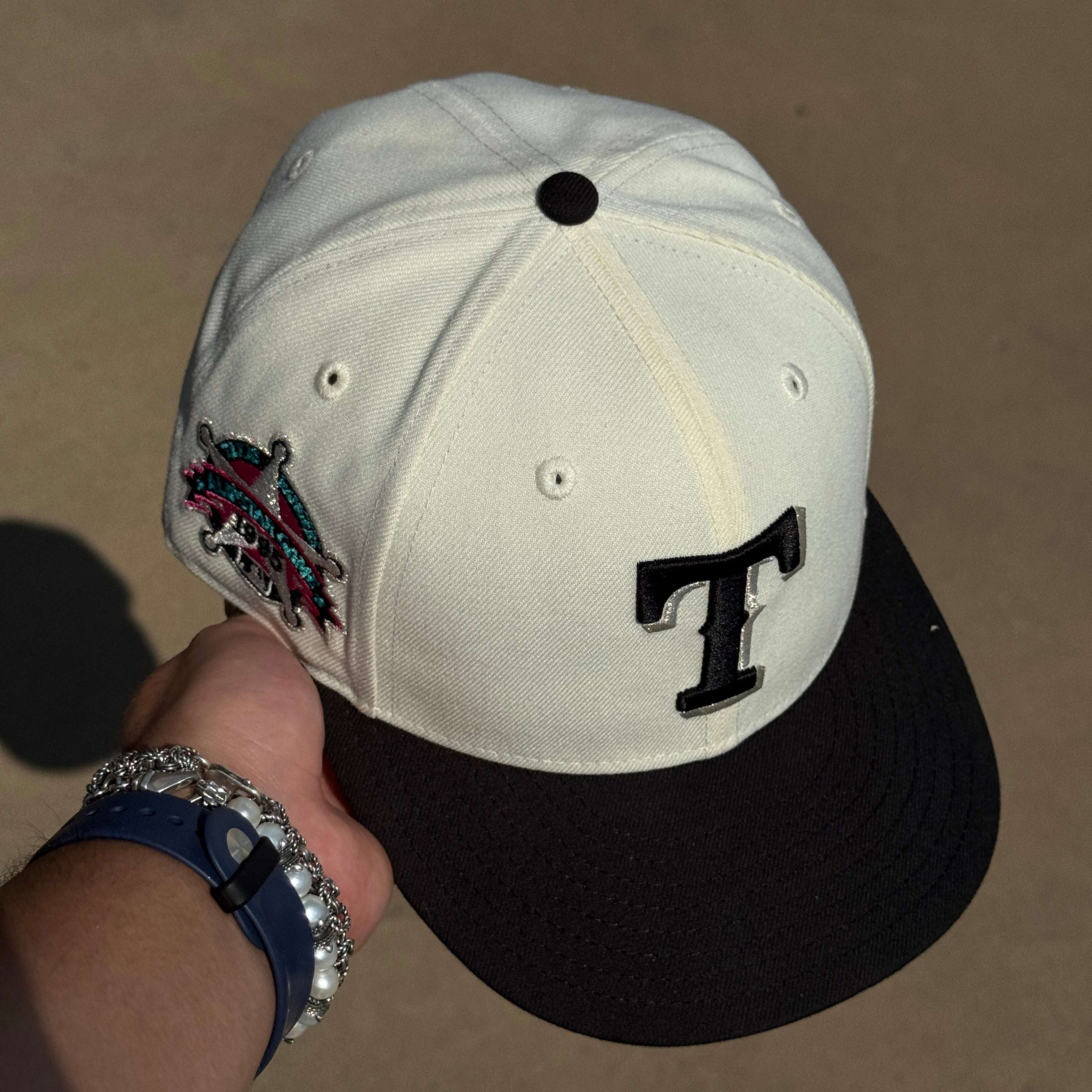 USED 5/8 Chrome Dallas Texas Rangers 1995 All Star Game 59fifty New Era Fitted Hat Cap