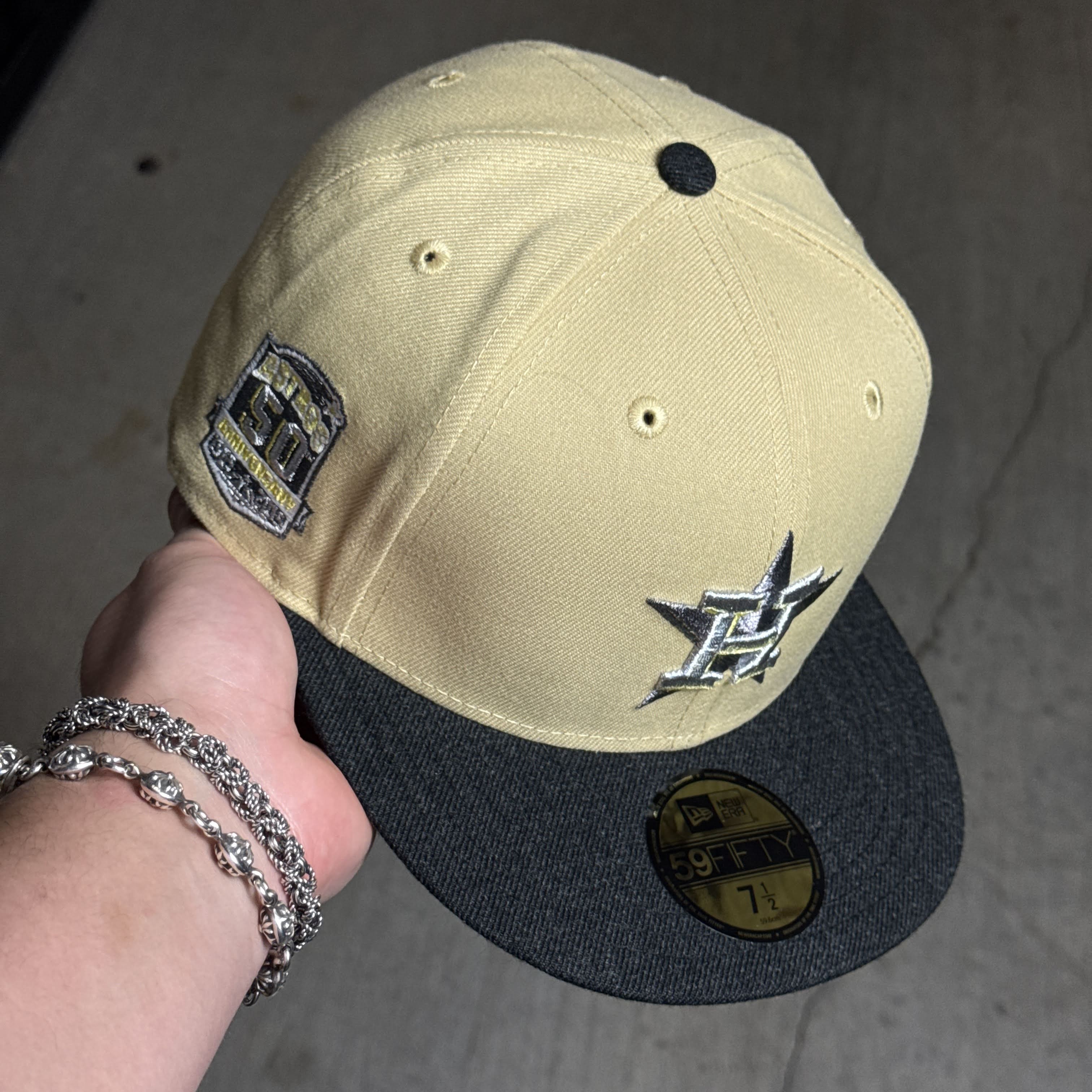NWT 1/2 Khaki Houston Astros 50th Anniversary 59fifty New Era Fitted Hat Cap