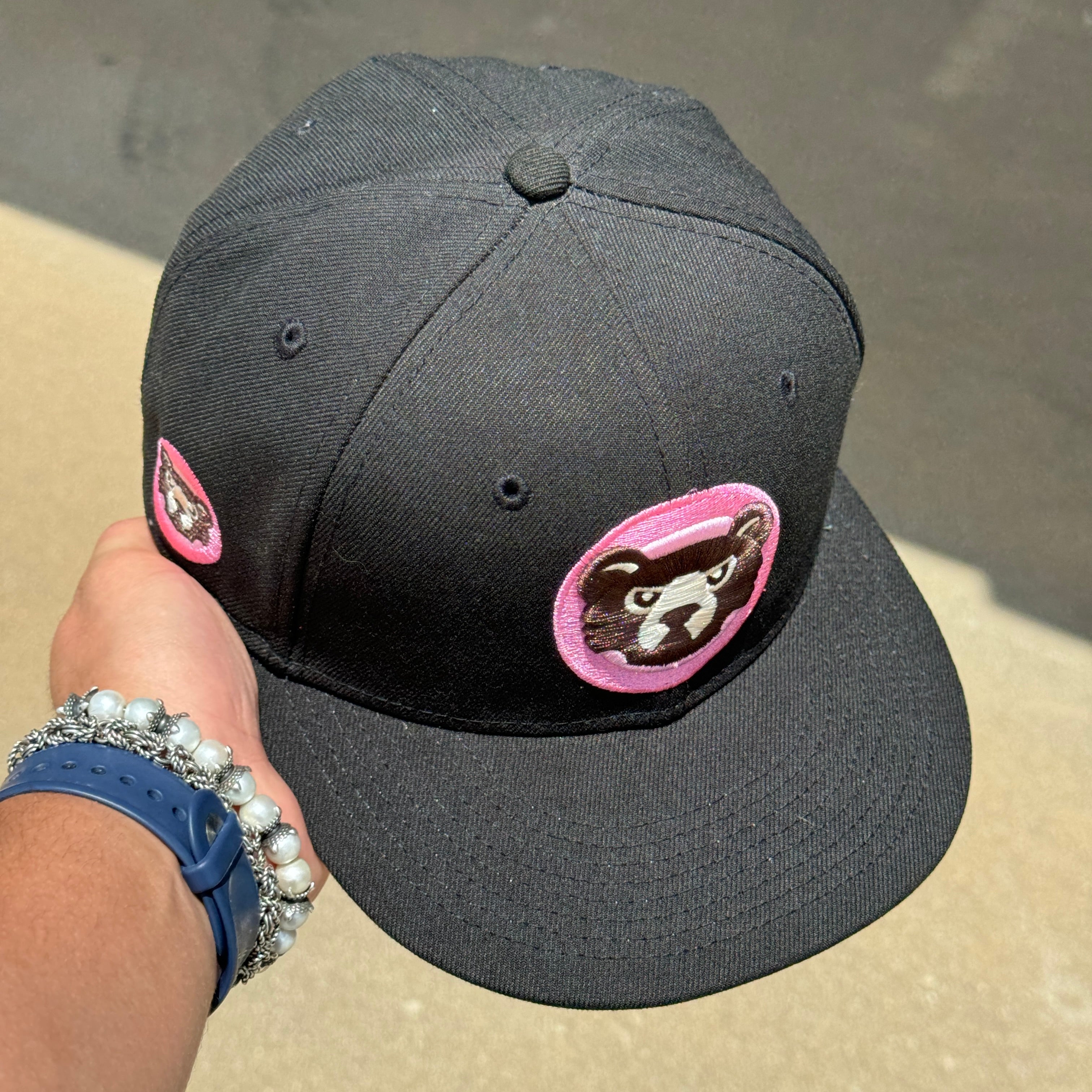 USED 1/8 Black Chicago Cubs Cookies n Cream Hatclub 59fifty New Era Fitted Hat Cap