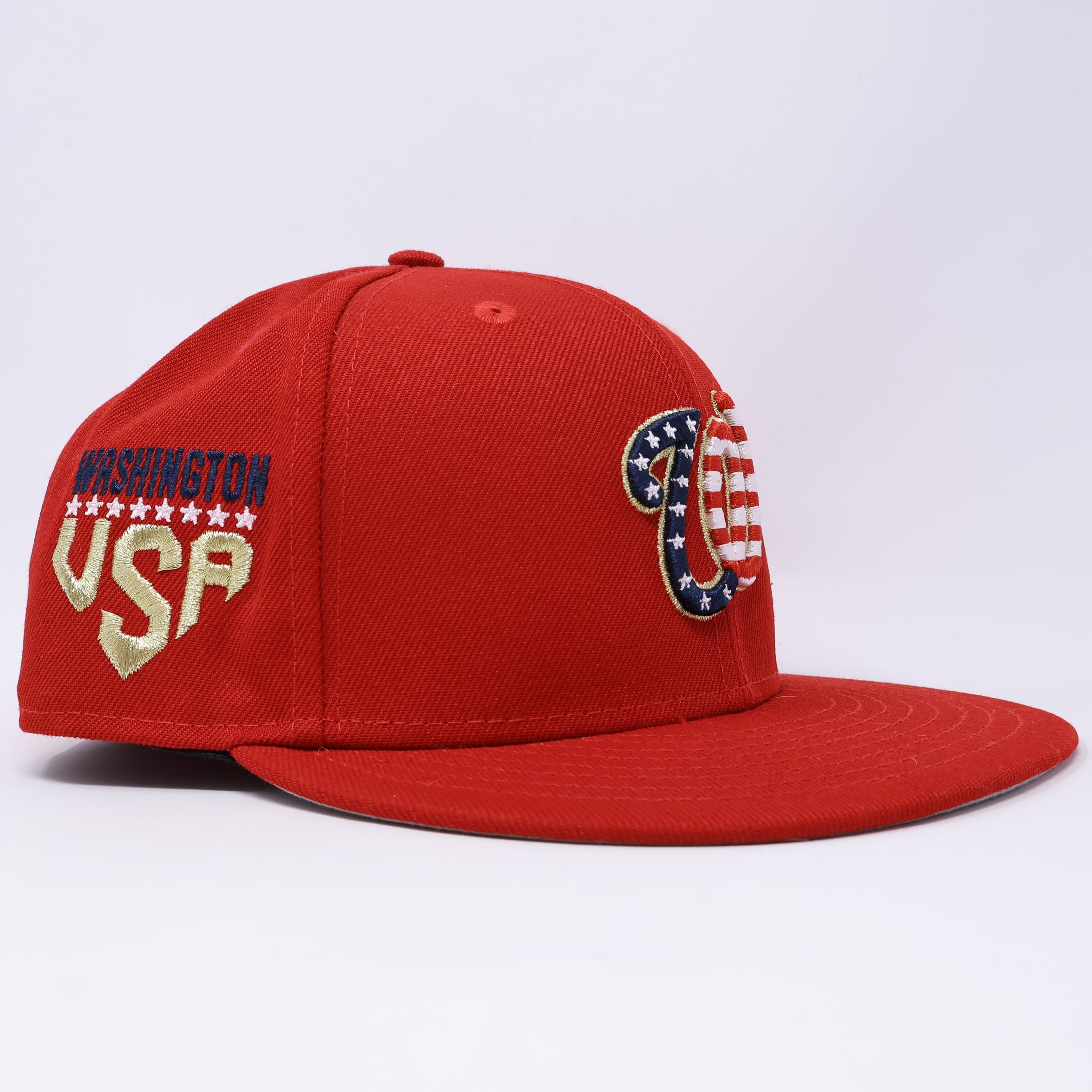 USED 3/8 Red Washington Nationals 4th of July 59fifty New Era Fitted Hat Cap