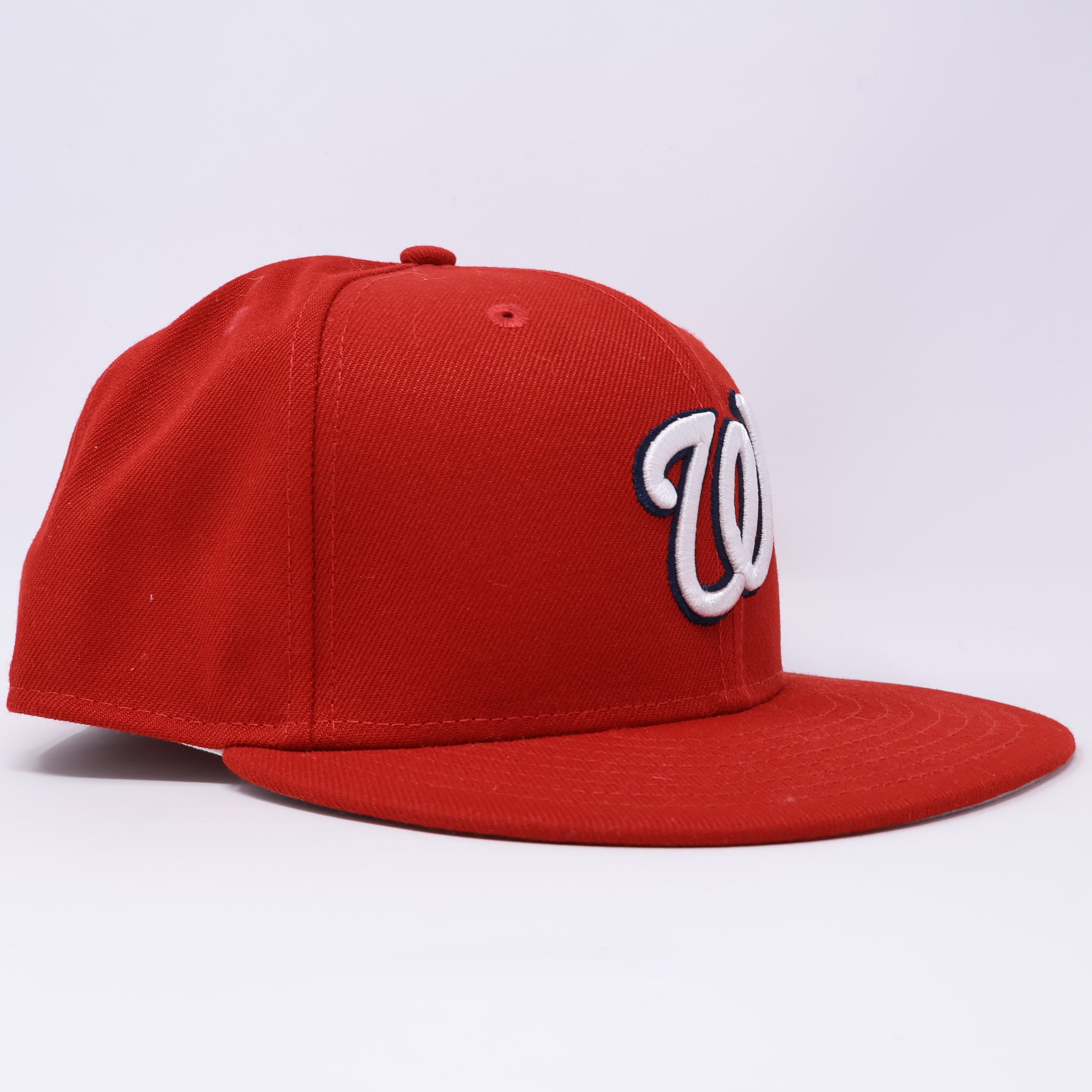 USED 3/8 Red Washington Nationals Simple Clean Dope 59fifty New Era Fitted Hat Cap