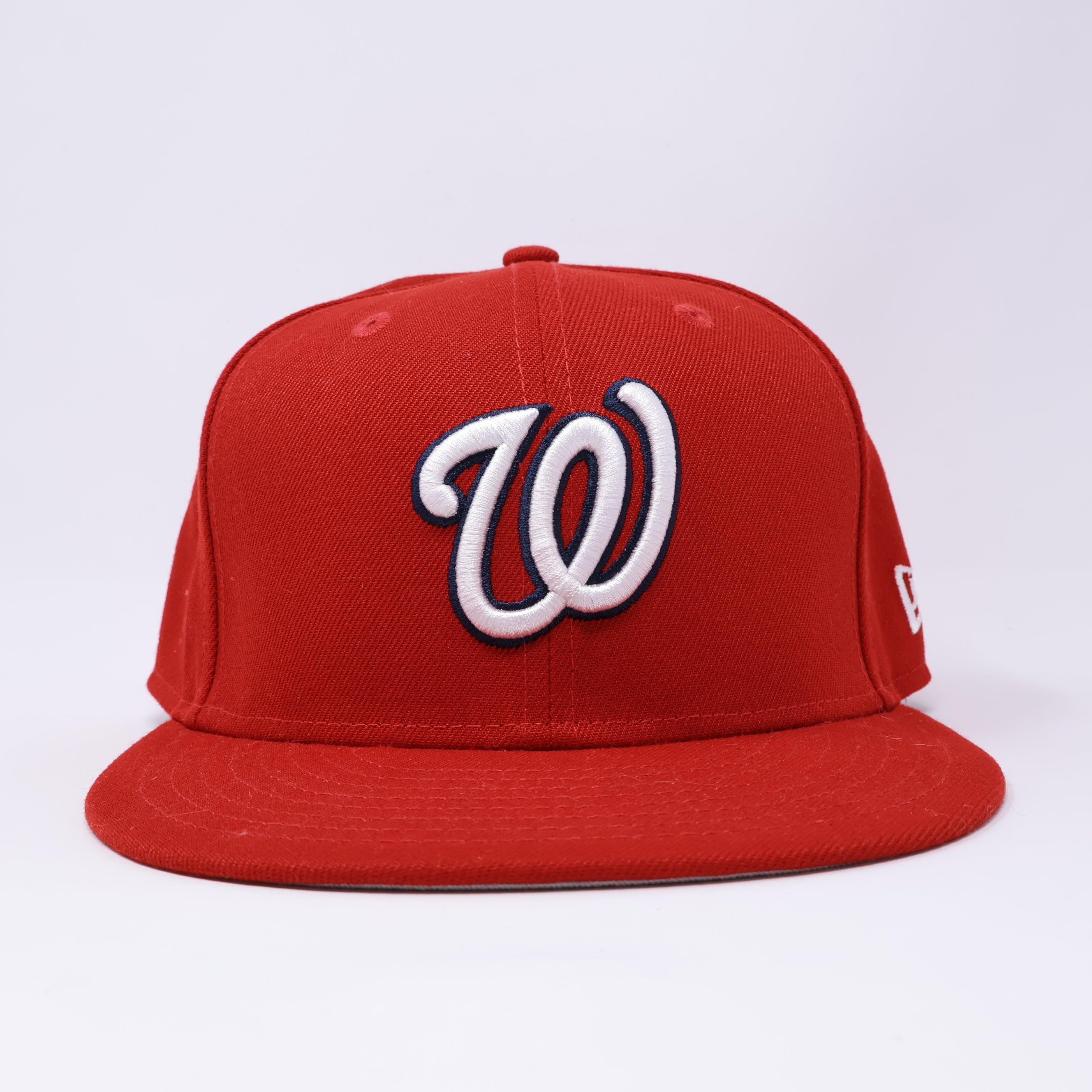 USED 3/8 Red Washington Nationals Simple Clean Dope 59fifty New Era Fitted Hat Cap
