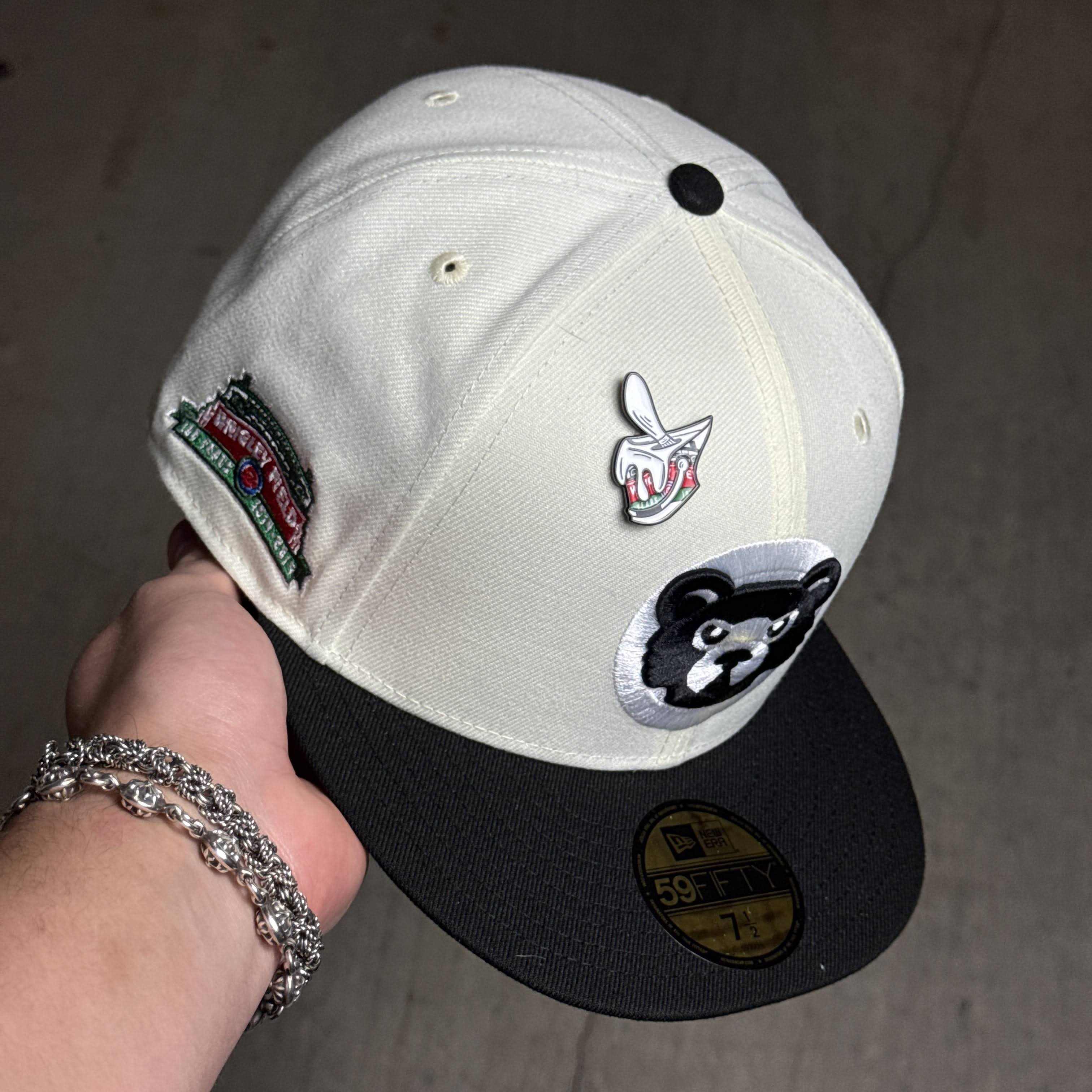 NWT 1/2 Chrome Chicago Cubs Wrigley Field 59fifty New Era Fitted Hat Cap