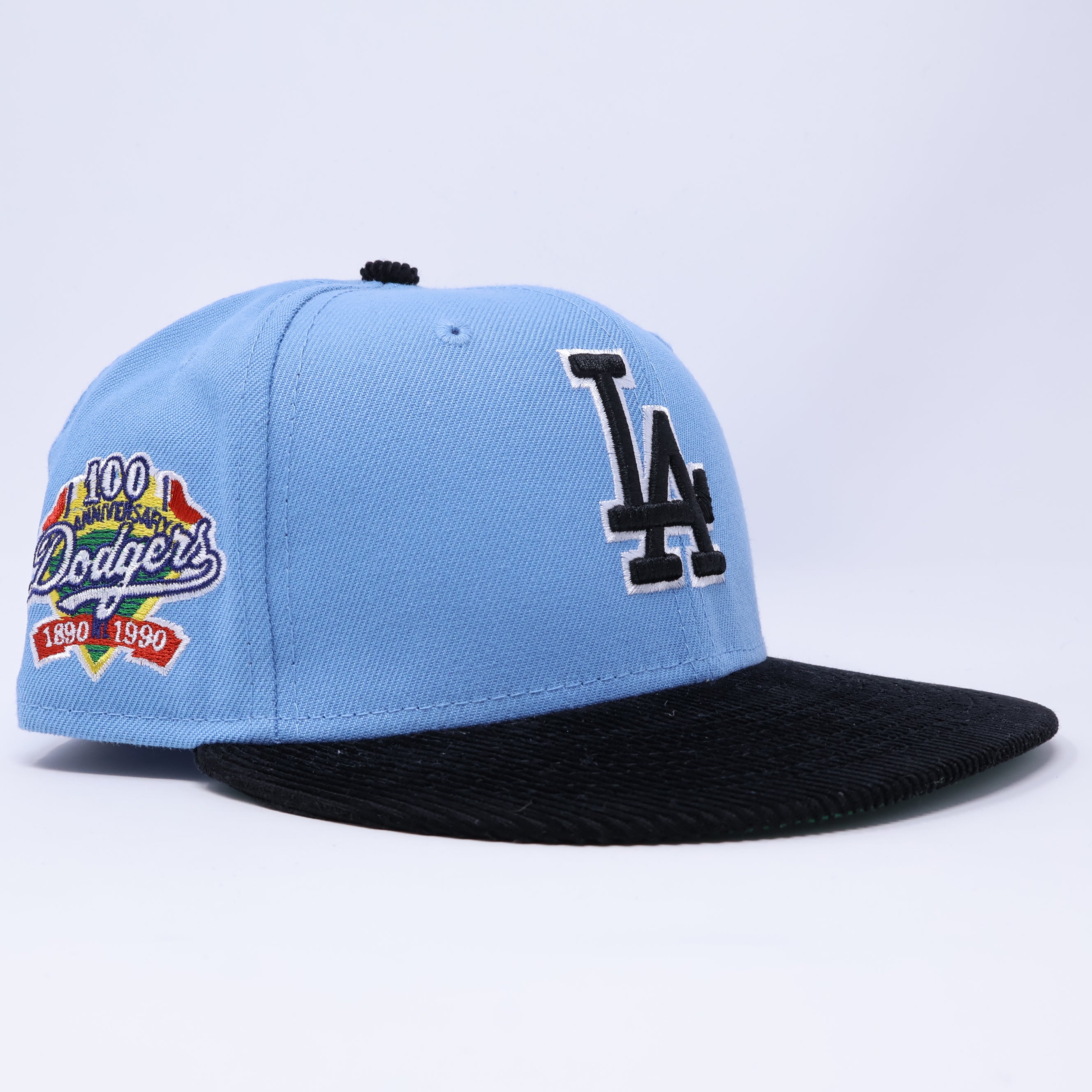 USED 7 Blue Los Angeles Dodgers 100 year anniversary 59fifty New Era Fitted Hat Cap