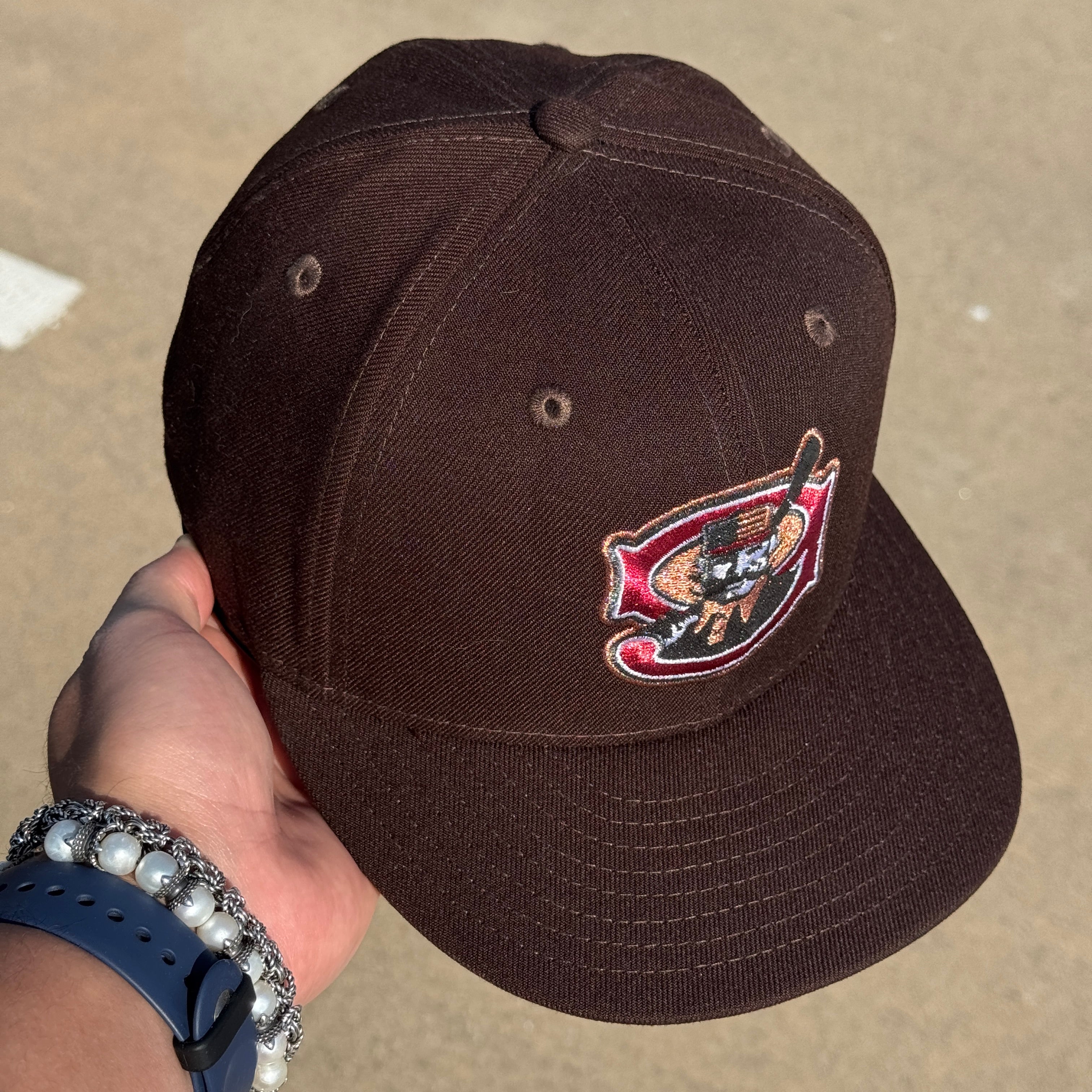 USED 1/8 Brown Mudville Nine Minor League Simple 59fifty New Era Fitted Hat Cap