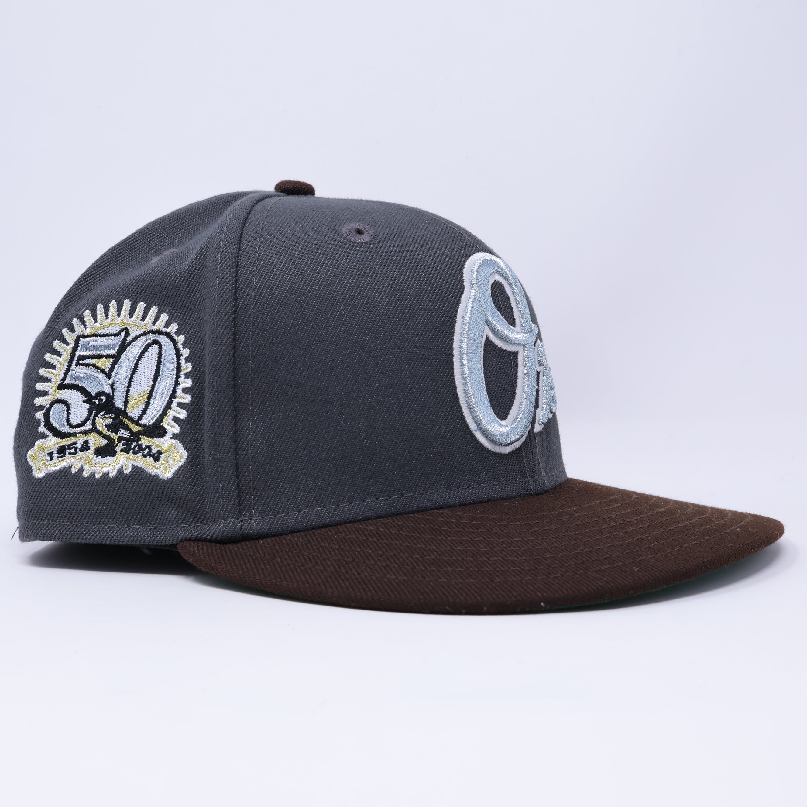 USED 7 Gray Baltimore Orioles 50th anniversary 59fifty New Era Fitted Hat Cap