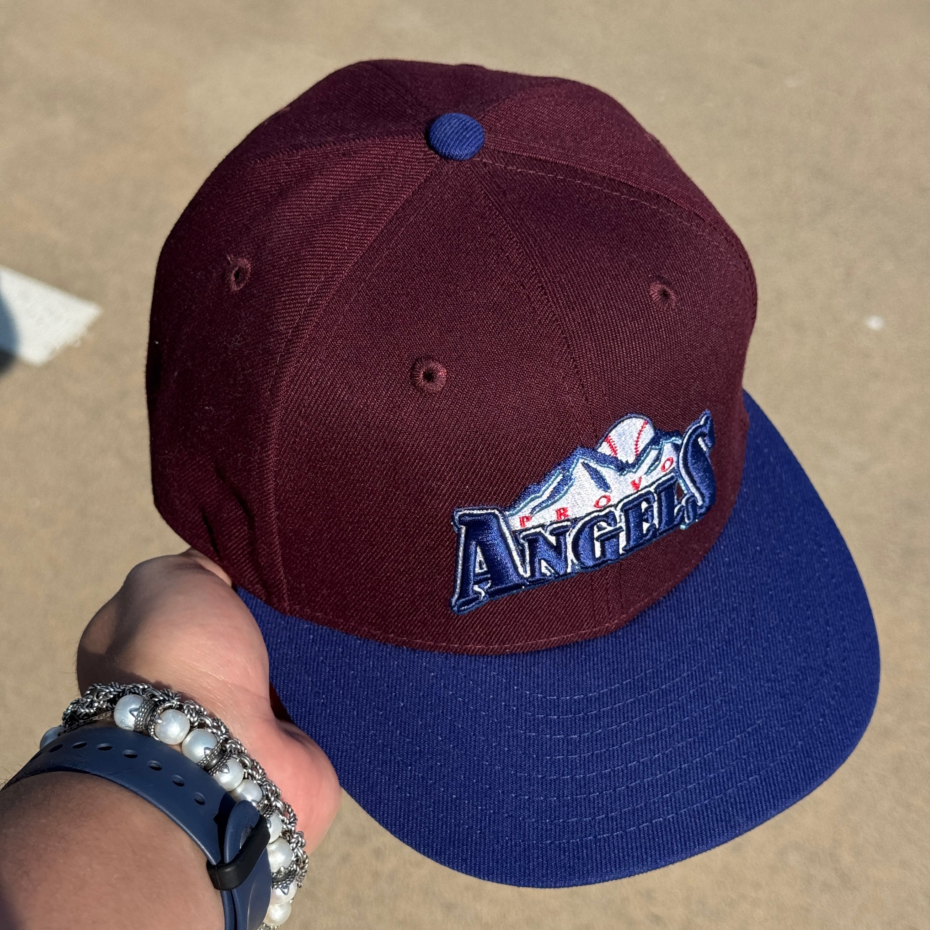 USED 1/8 Maroon Provo Angels Minor League Simple 59fifty New Era Fitted Hat Cap