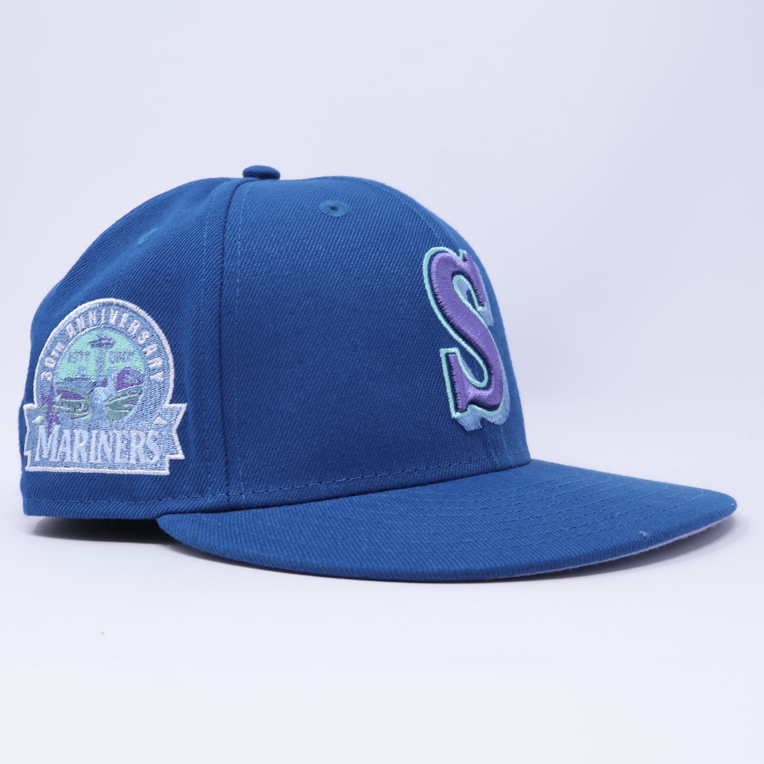 USED 7 Blue Seattle Mariners 30th anniversary 59fifty New Era Fitted Hat Cap