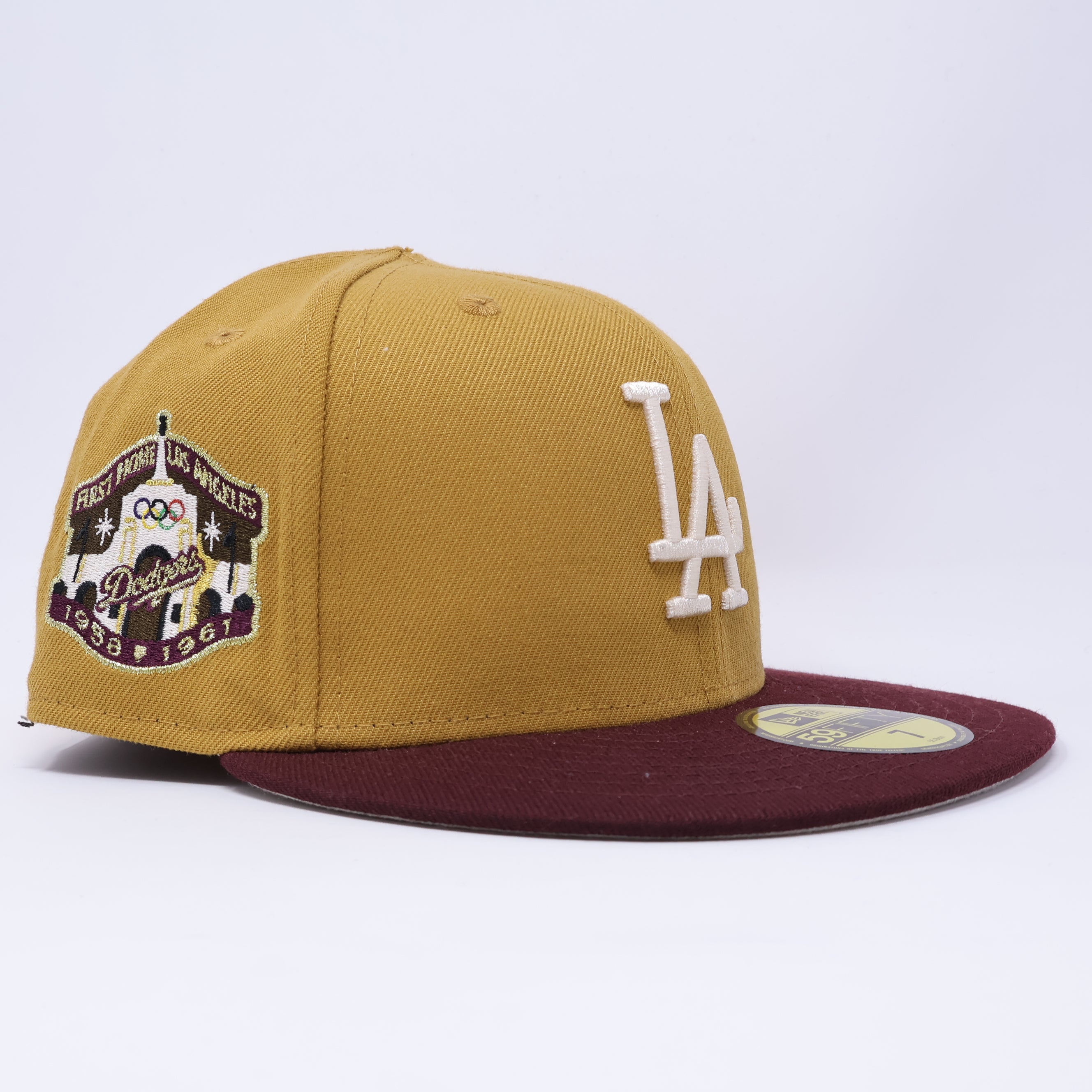 NWT 7 Khaki Los Angeles Dodgers First Home 59fifty New Era Fitted Hat Cap