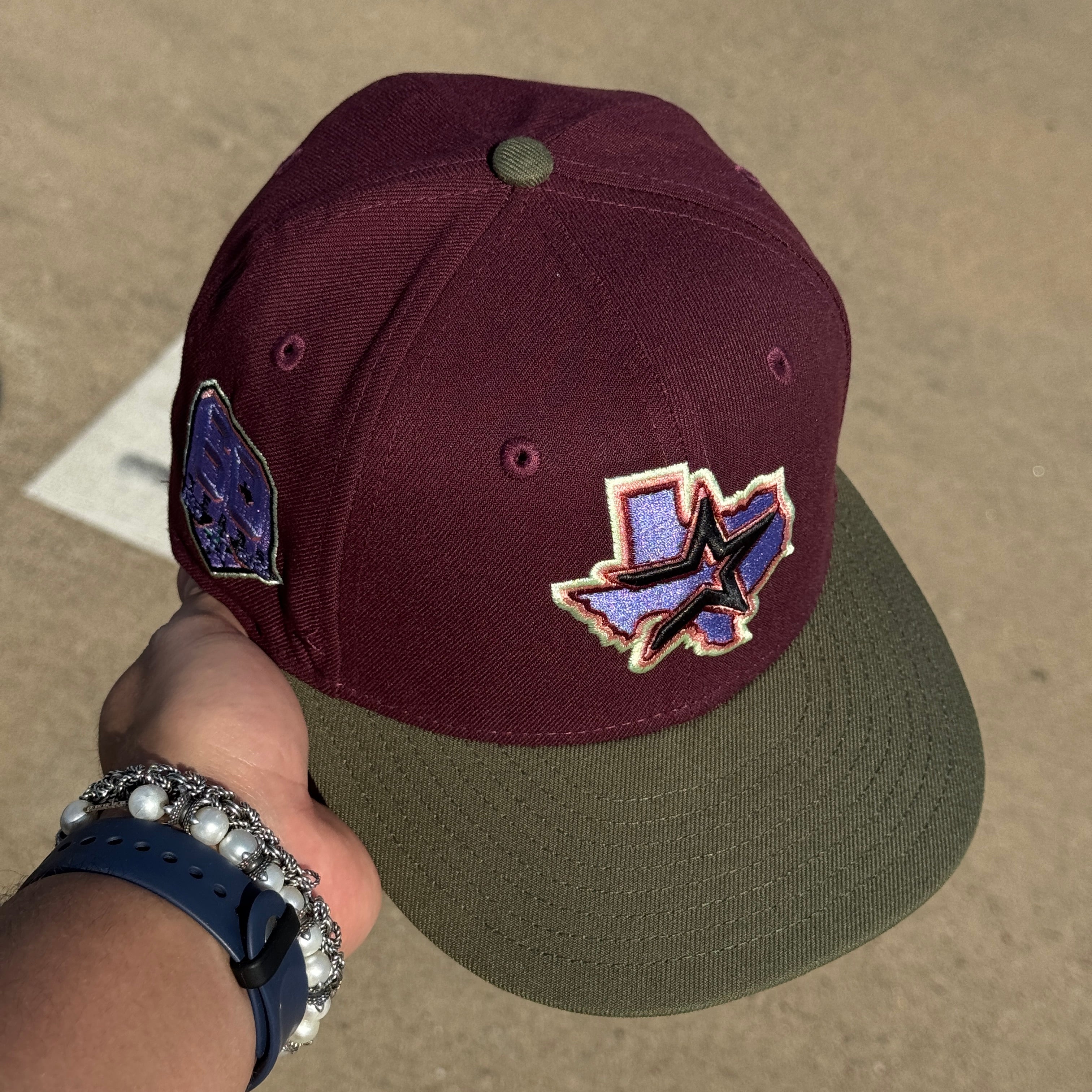 USED 1/4 Maroon Houston Astros 60th Anniversary 59fifty New Era Fitted Hat Cap