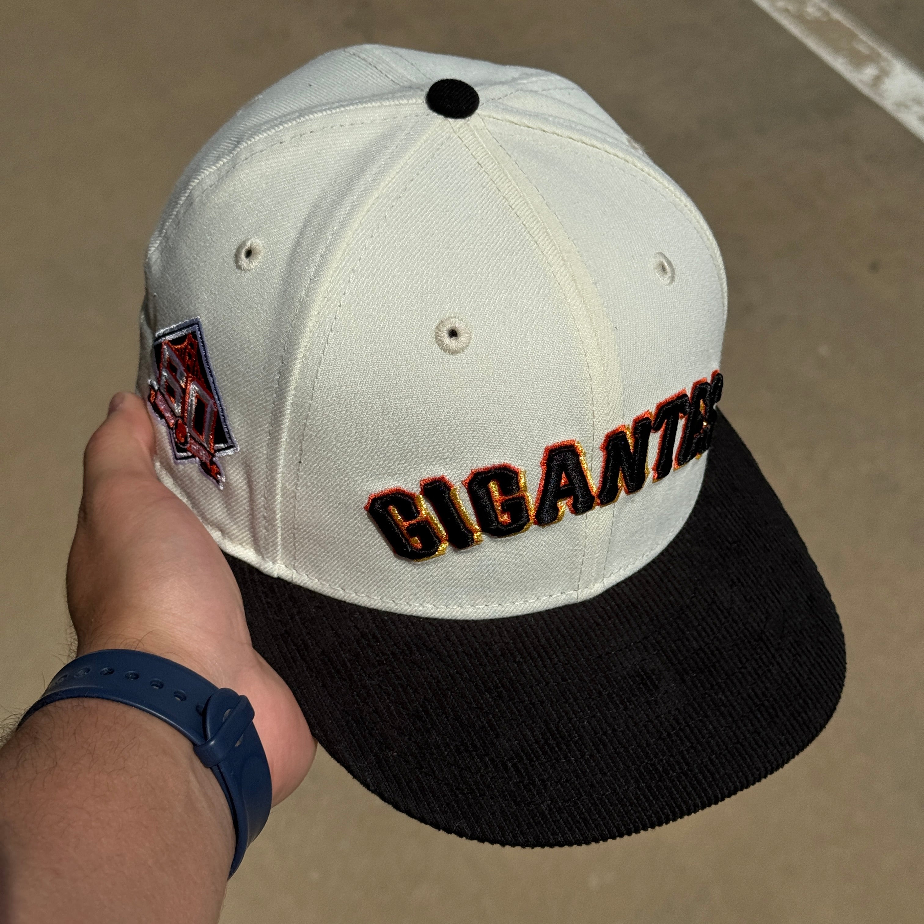 USED 1/8 Chrome San Francisco Giants 60th Anniversary Corduroy 59fifty New Era Fitted Hat Cap