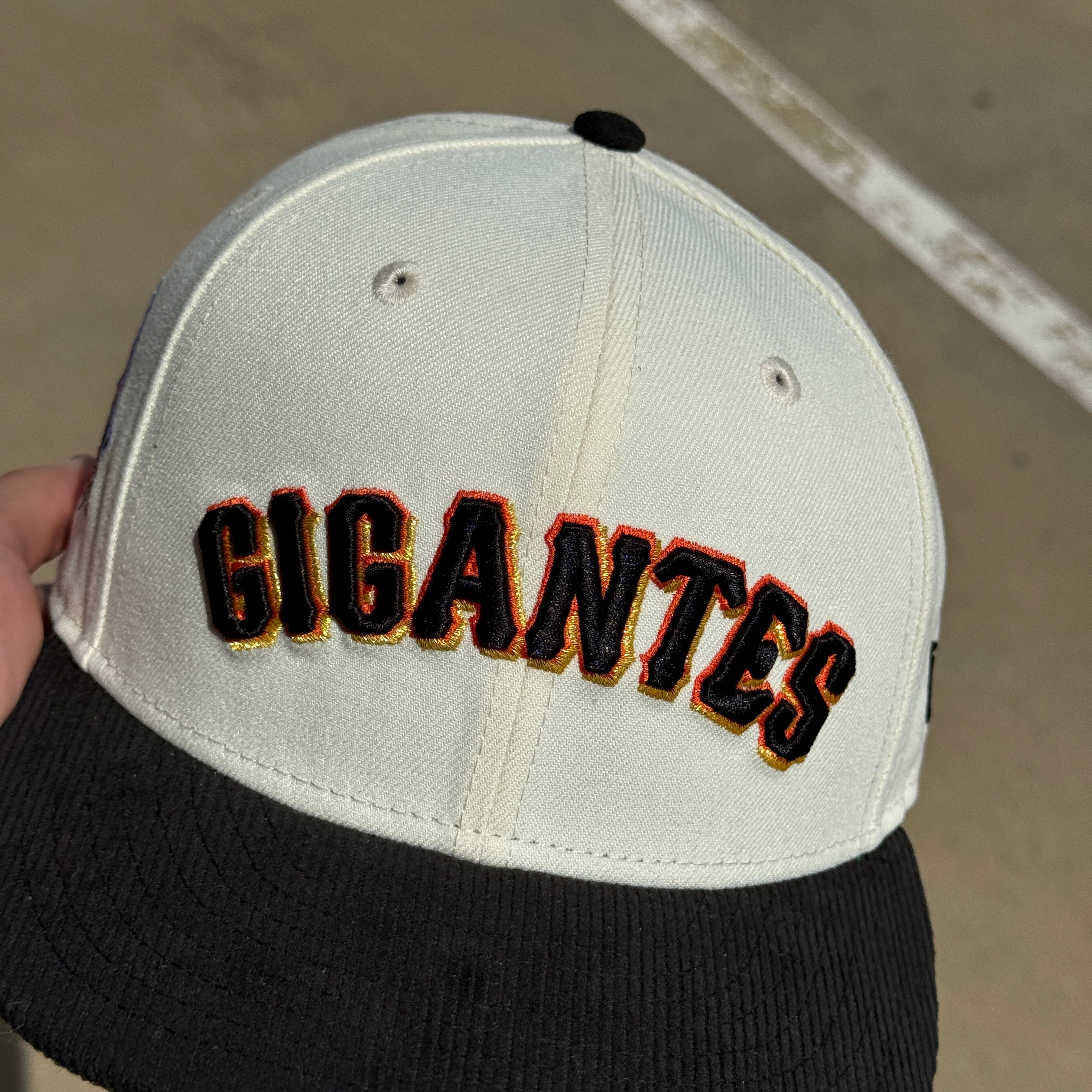 USED 1/8 Chrome San Francisco Giants 60th Anniversary Corduroy 59fifty New Era Fitted Hat Cap