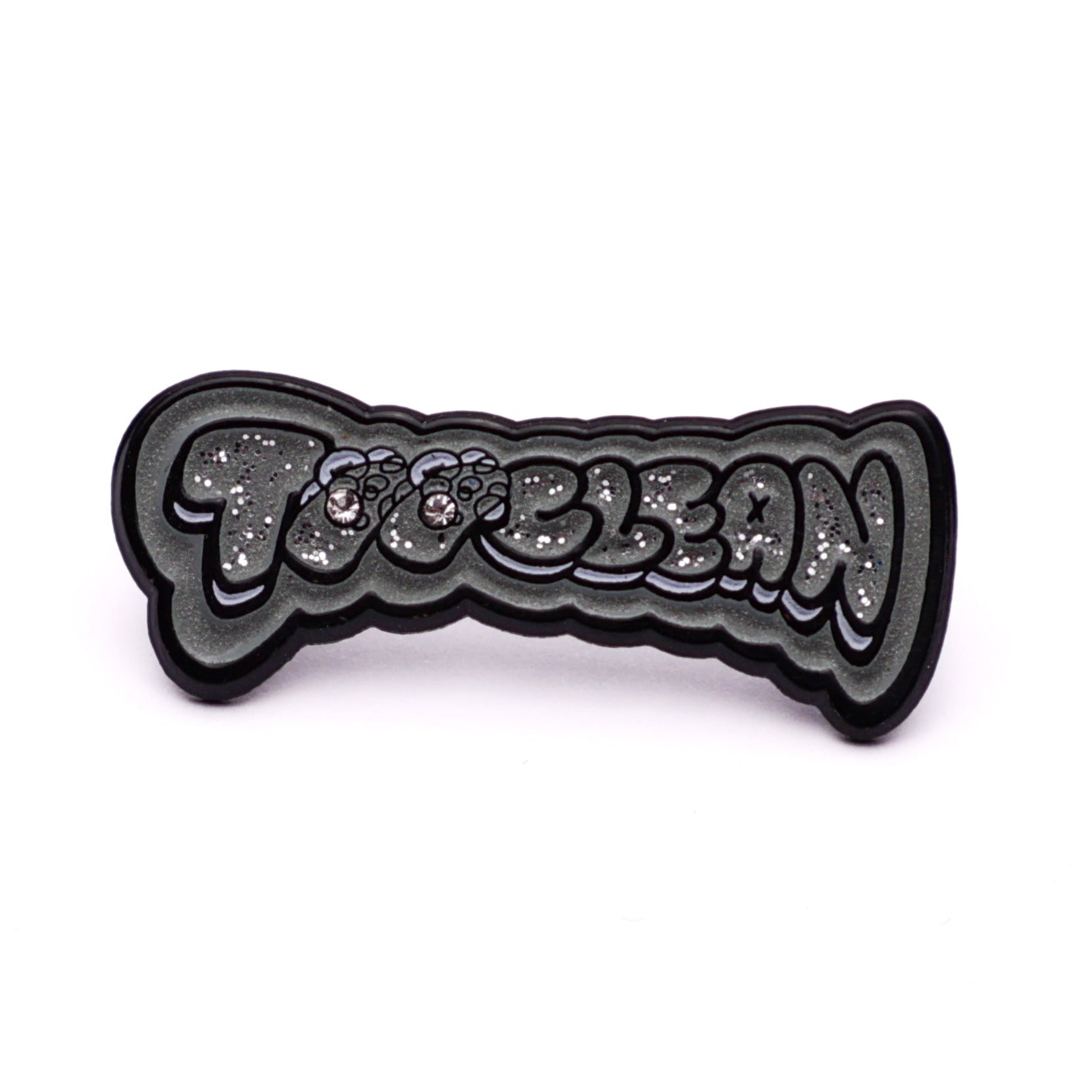 Gray Glitter TooClean Script Pin