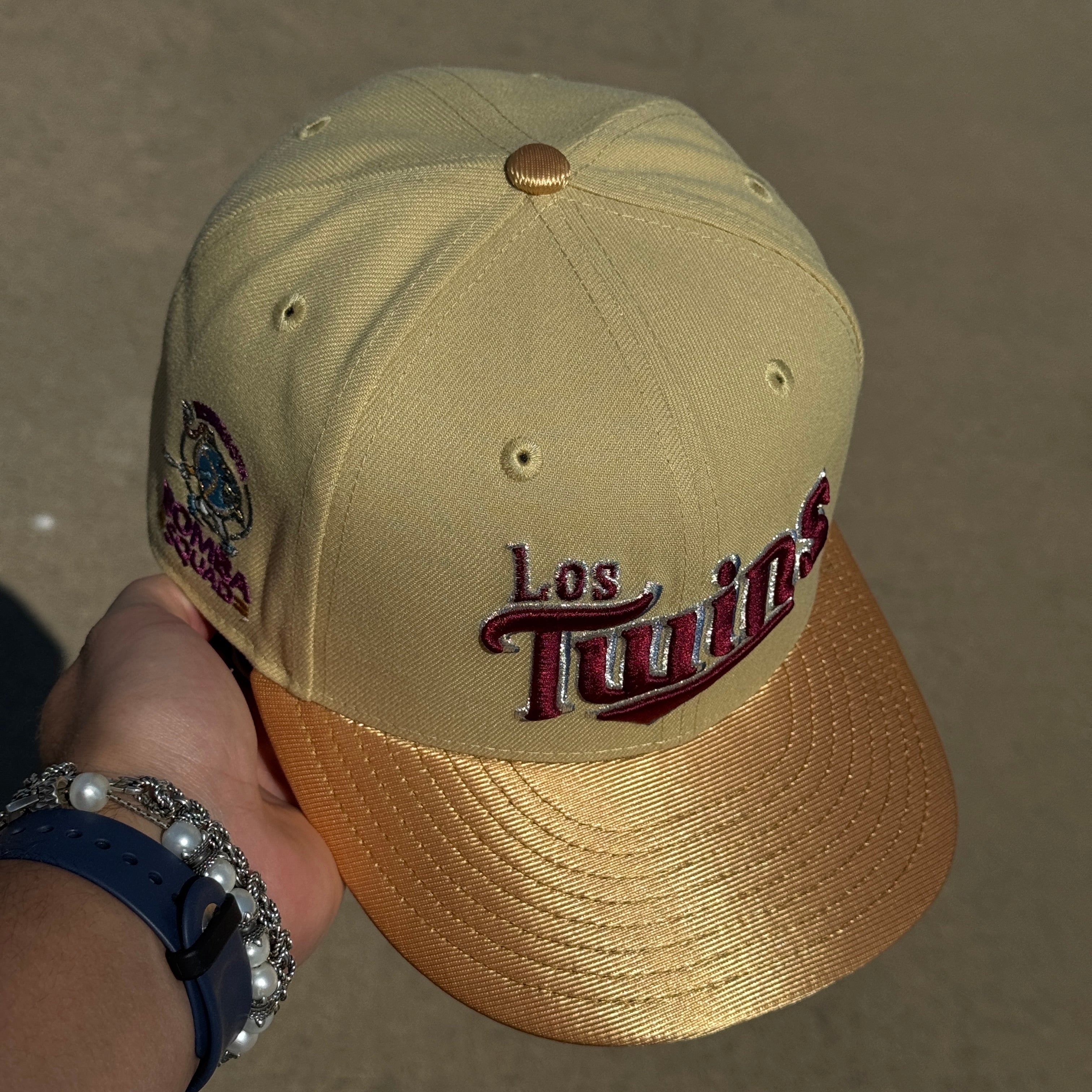 USED 1/8 Khaki Los Minnesota Twins Bomba Squad 59fifty New Era Fitted Hat Cap