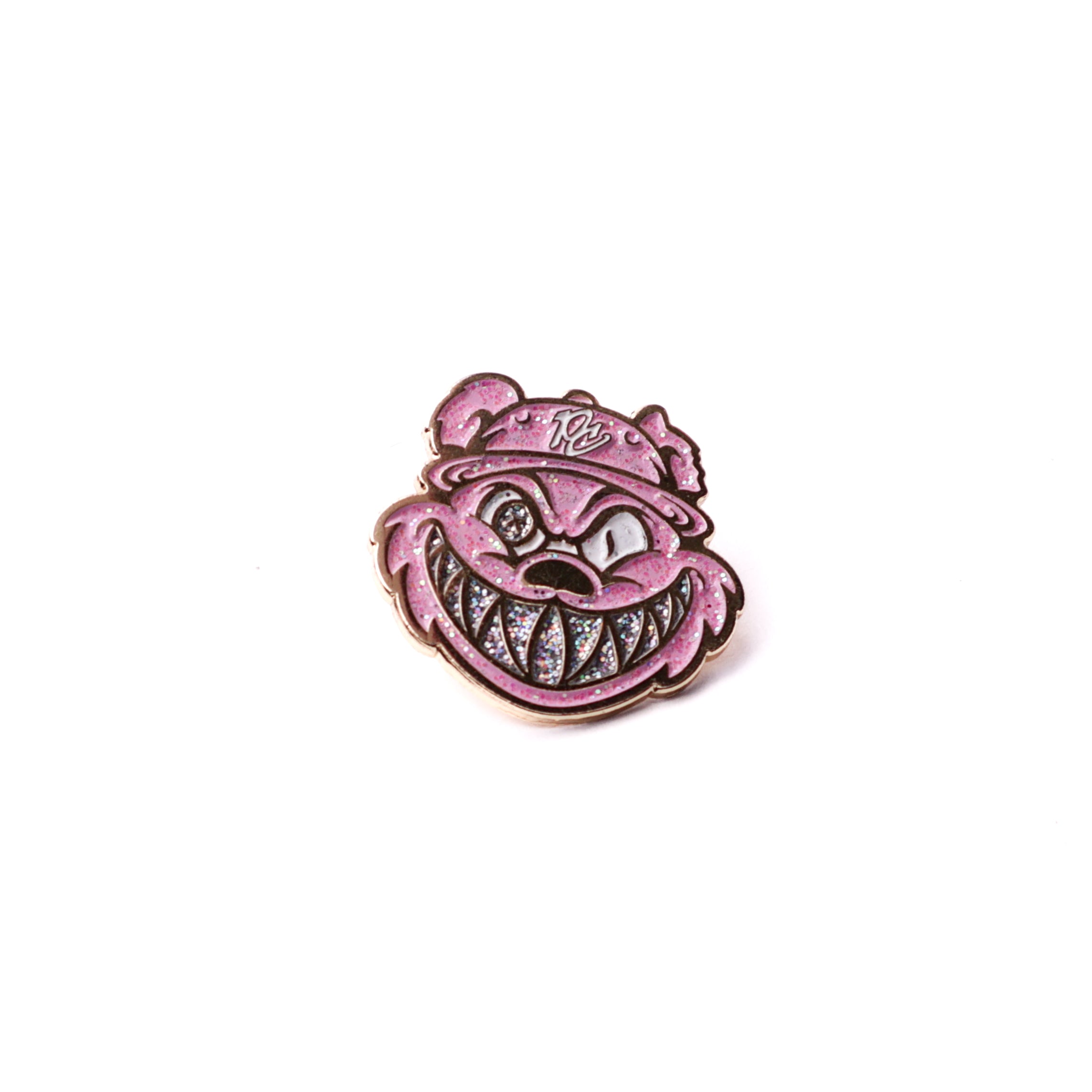 Pink/Silver PinzCity Smiling Bear Graphic Pin