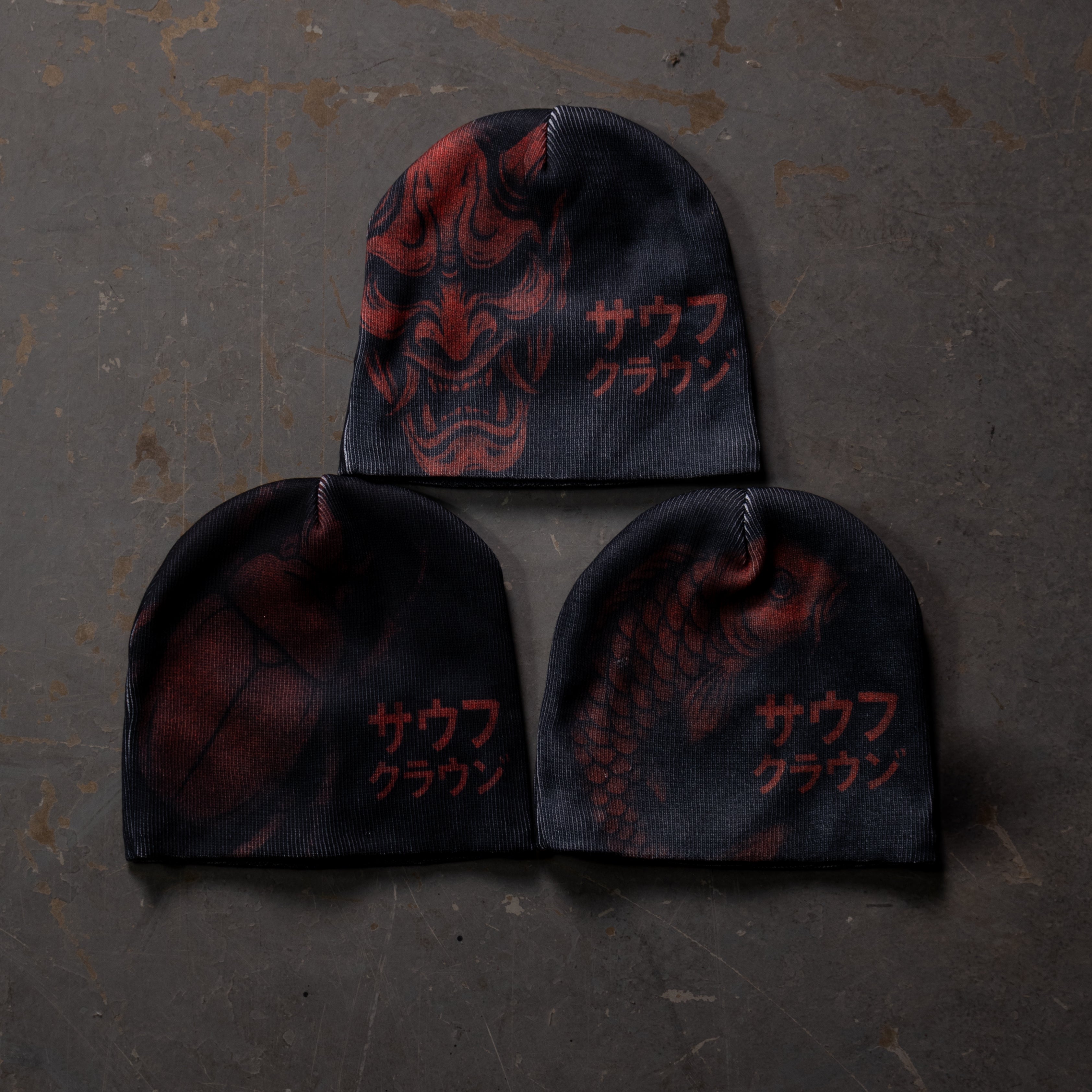 Souf Crowns Katakana Japanese Symbolism Beanie Skull Cap