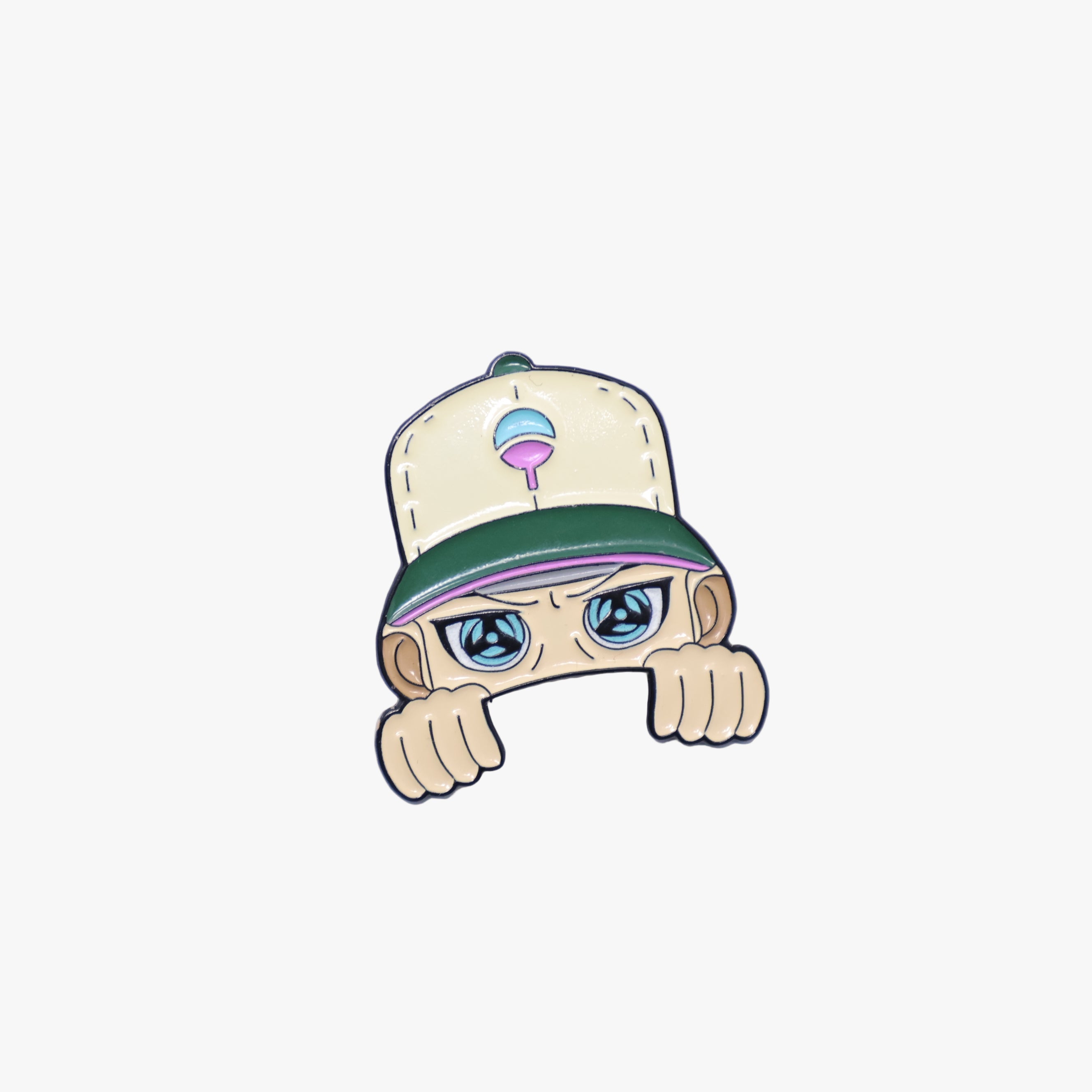 Cartoon Character Khaki Hat Peeker Pin