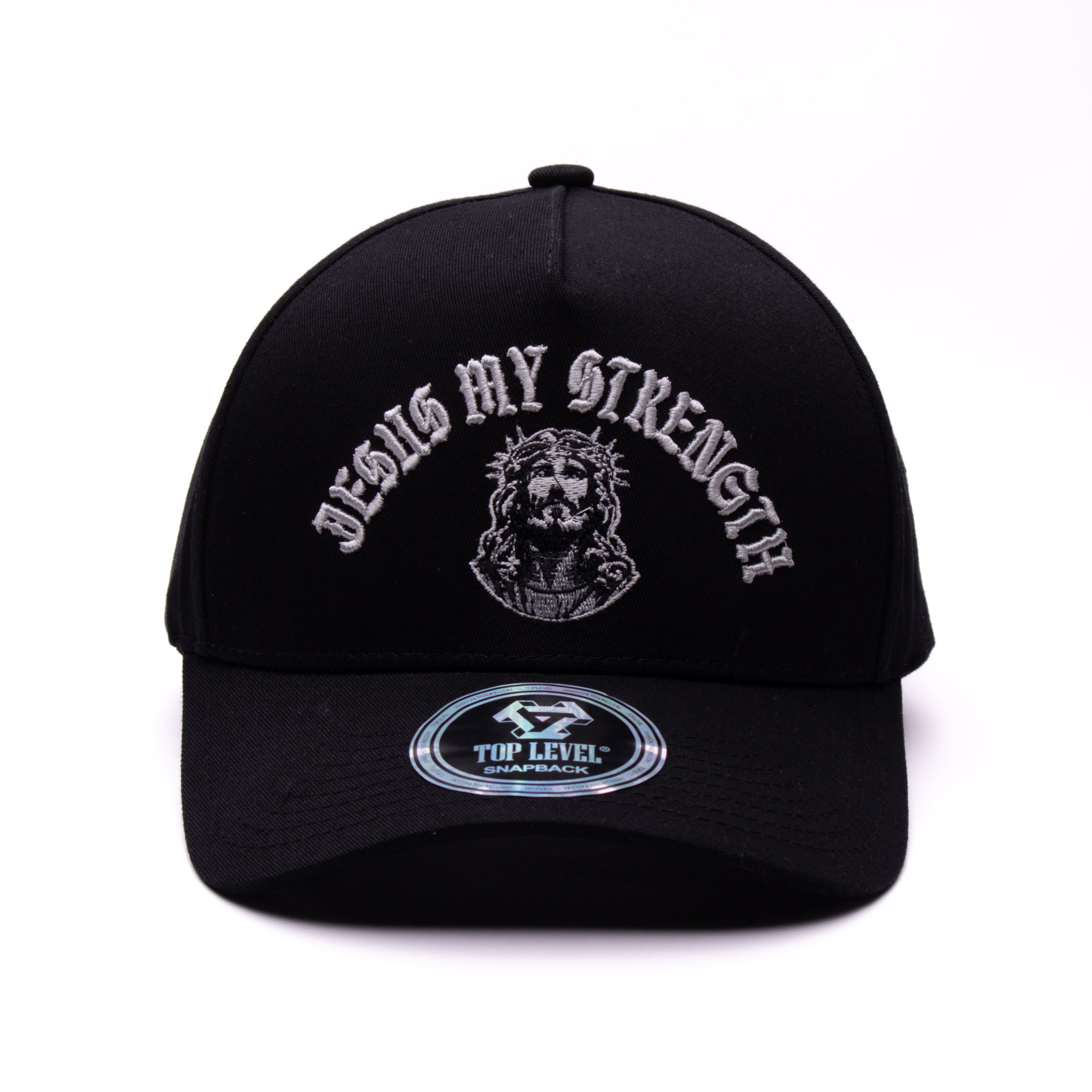 Jesus My Strength Top Level Designs Original 5 Panel Baseball A-Frame Snapback Hat