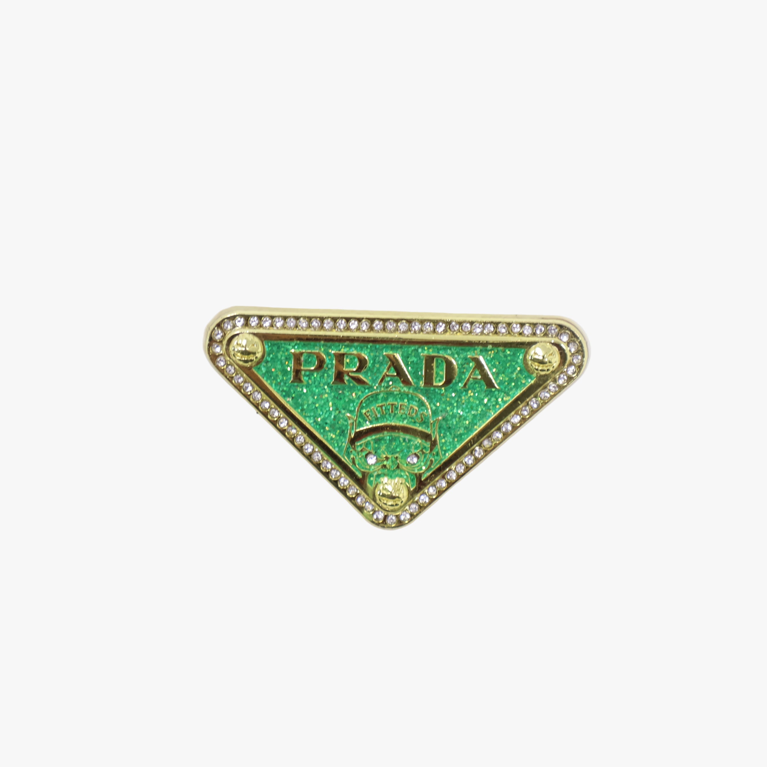 Prada Designer Inspired Green/Gold Graphic Pin