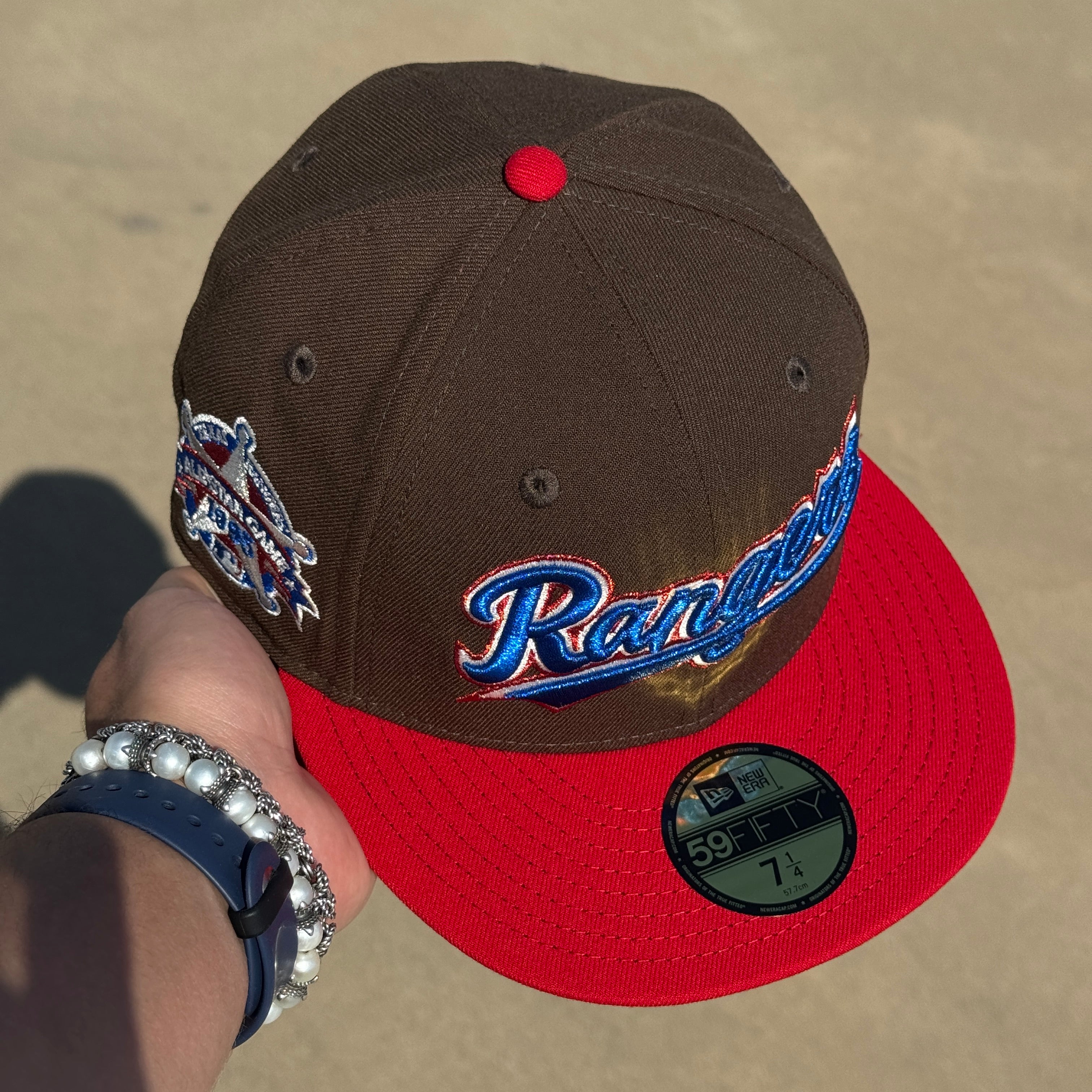 NWT 1/4 Brown Dallas Texas Rangers 1995 All Star Game 59fifty New Era Fitted Hat Cap