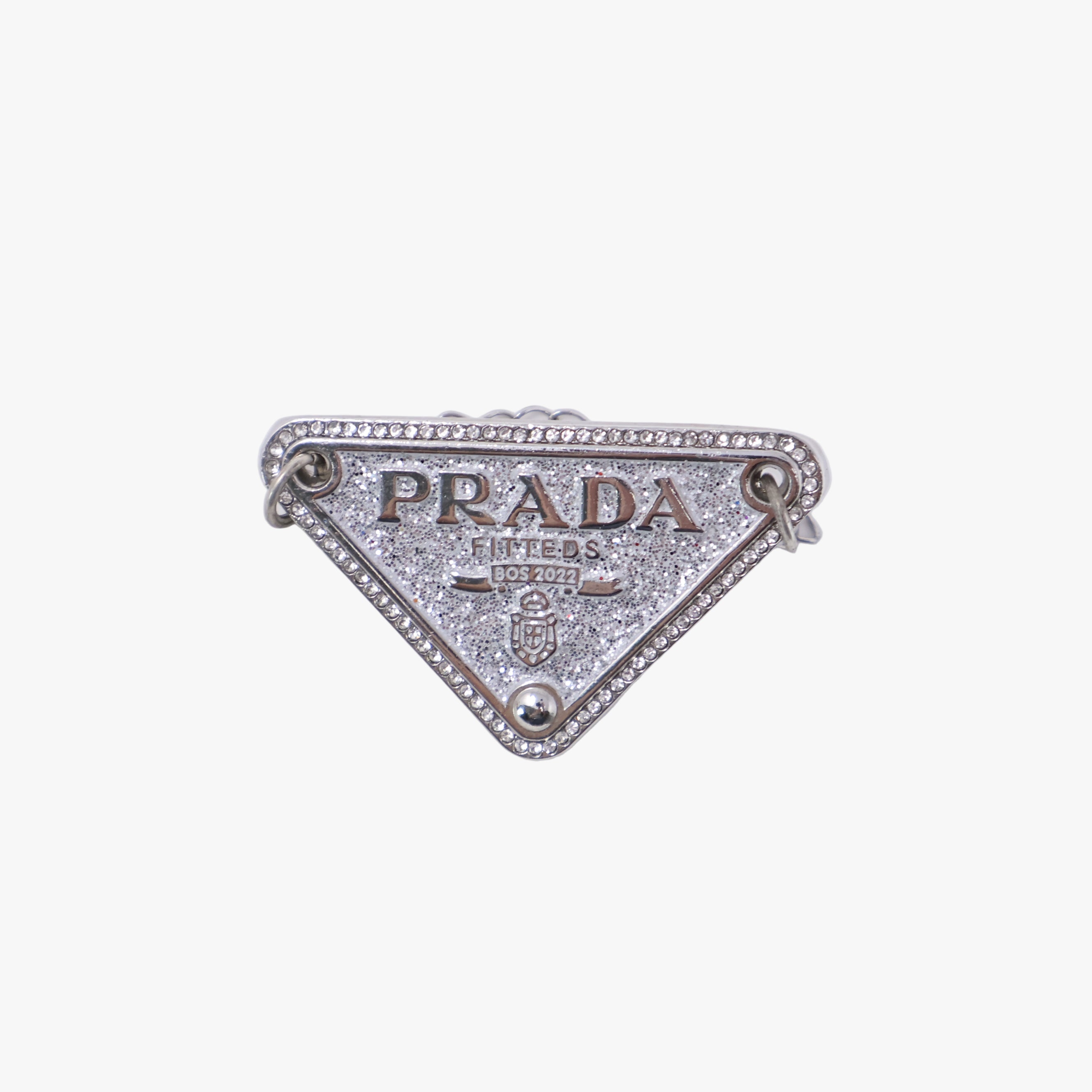 Prada Designer Inspired Silver'd Out Graphic Pin