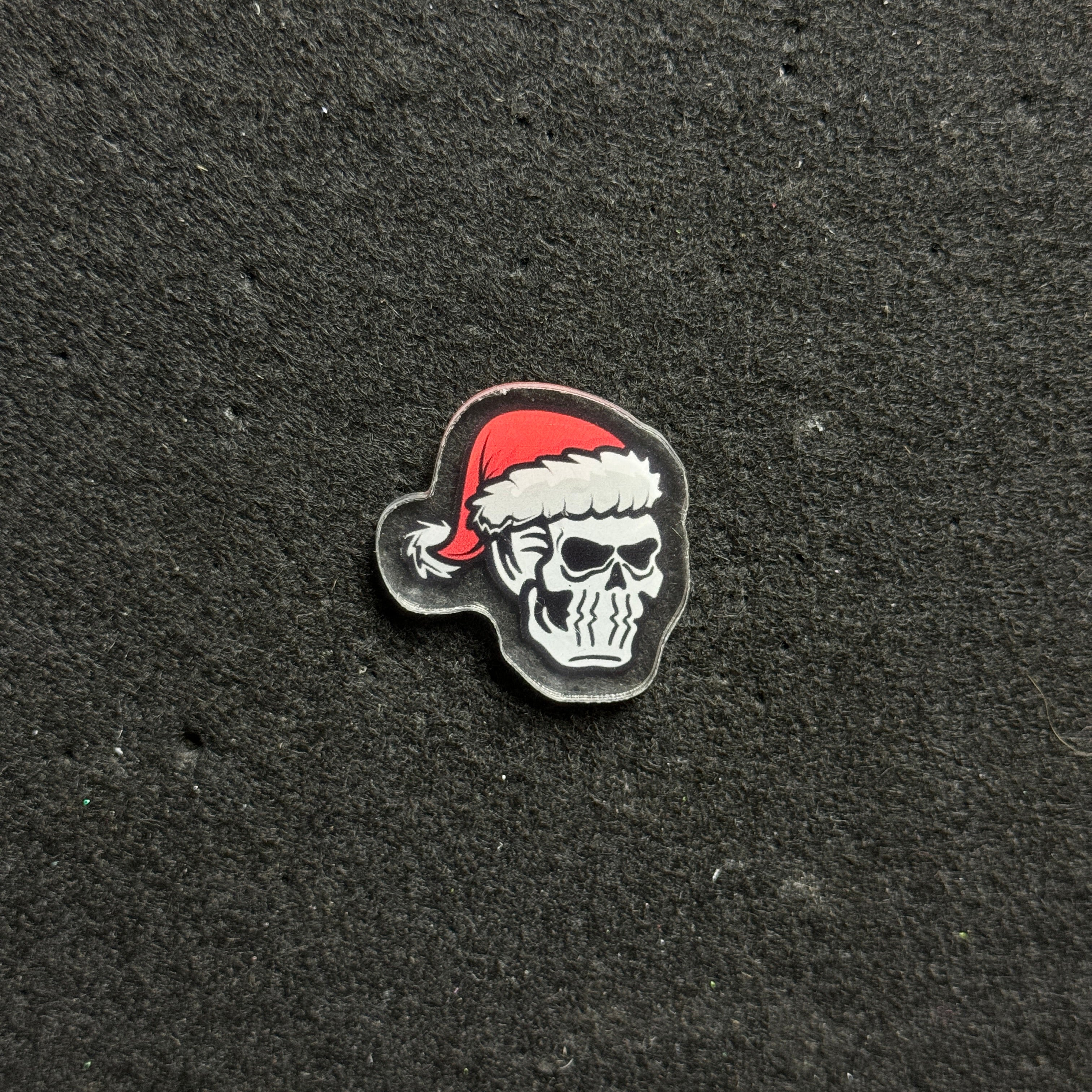 Acrylic Santa Skull Graphic Pin