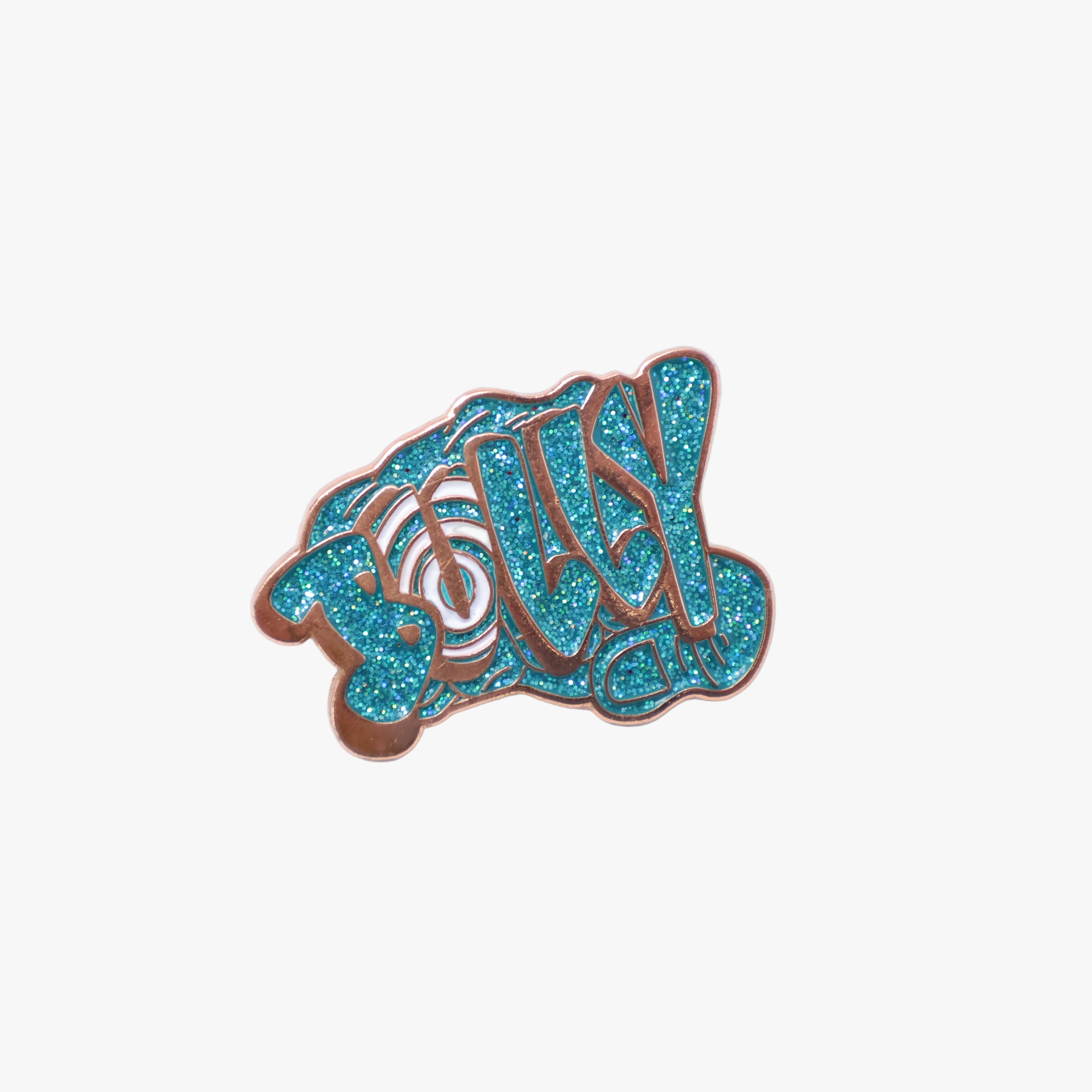 Bully Blue Text Copper Plating Fist Graphic Pin
