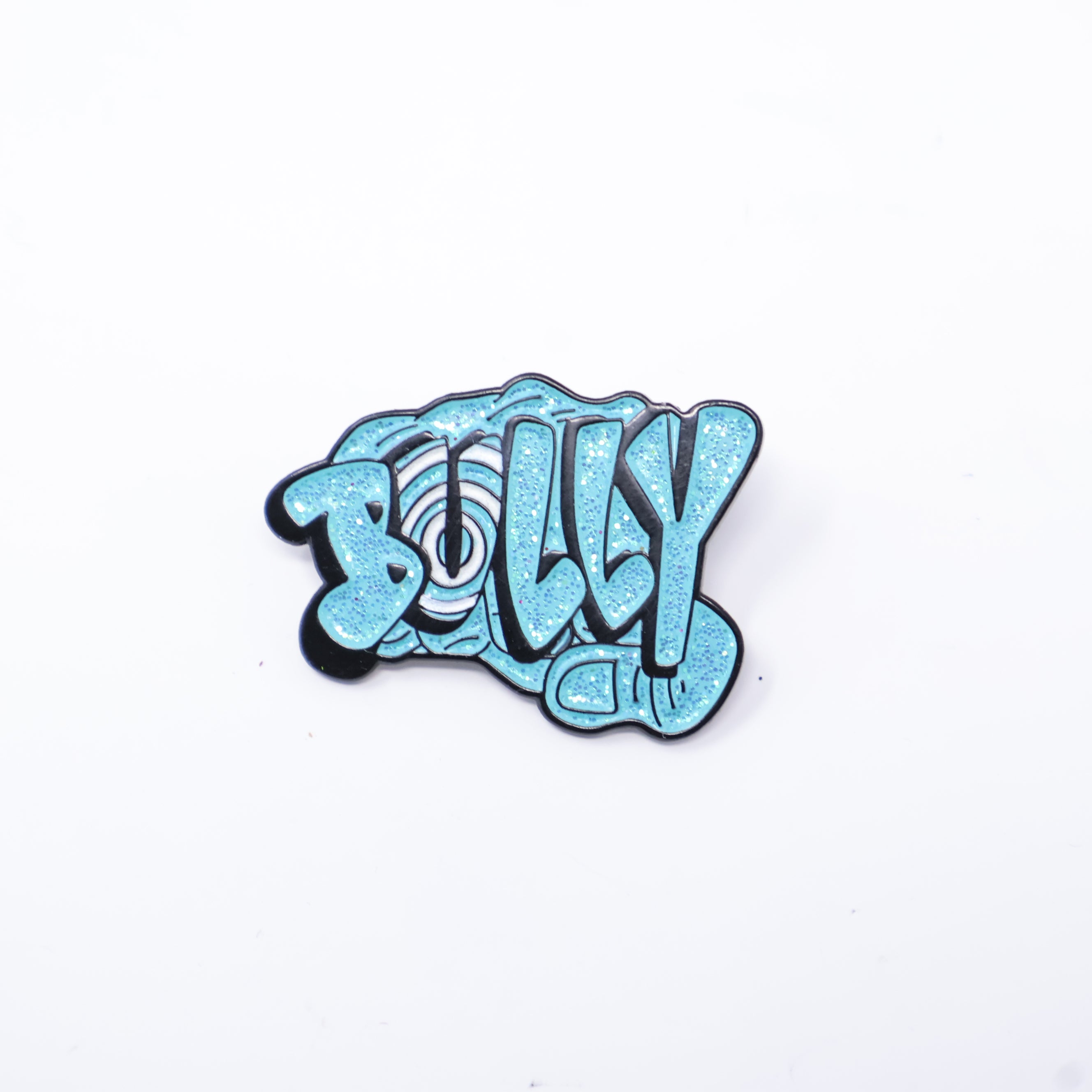Bully Blue Text Black Plating Fist Graphic Pin