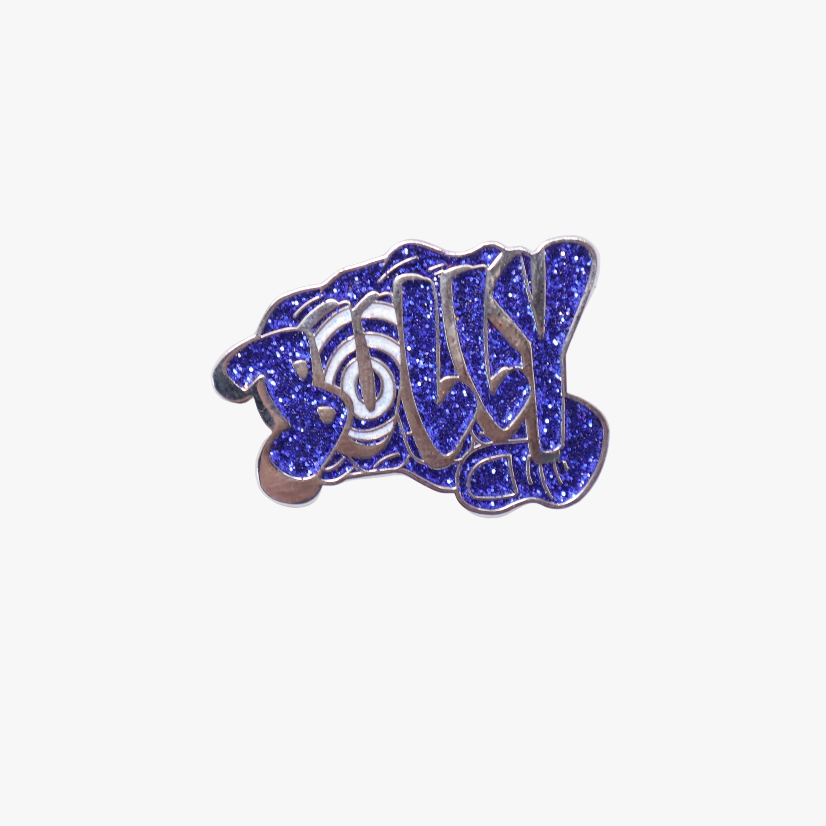 Bully Blue Text Silver Plating Fist Graphic Pin
