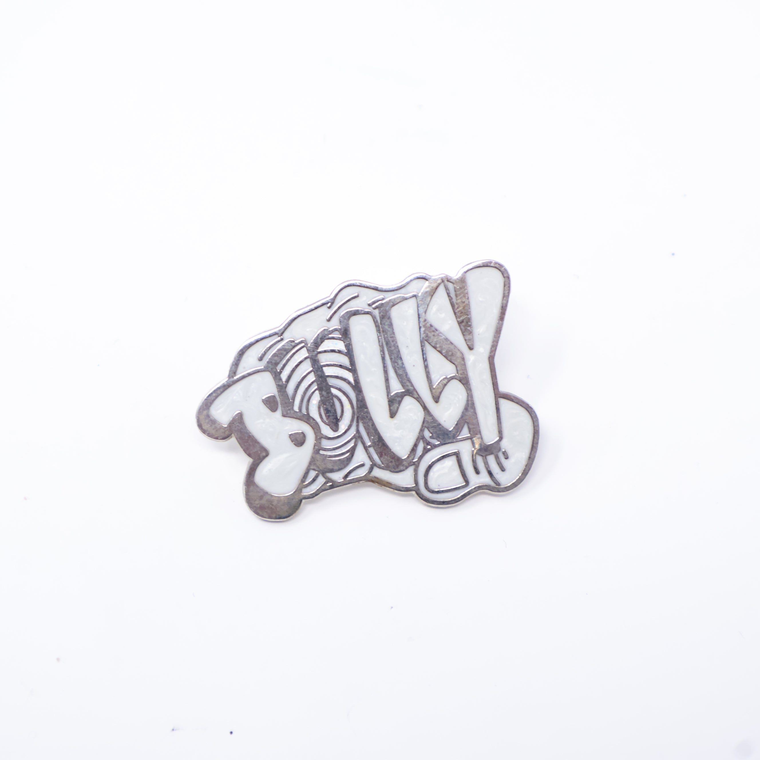 Bully White Text Silver Plating Fist Graphic Pin