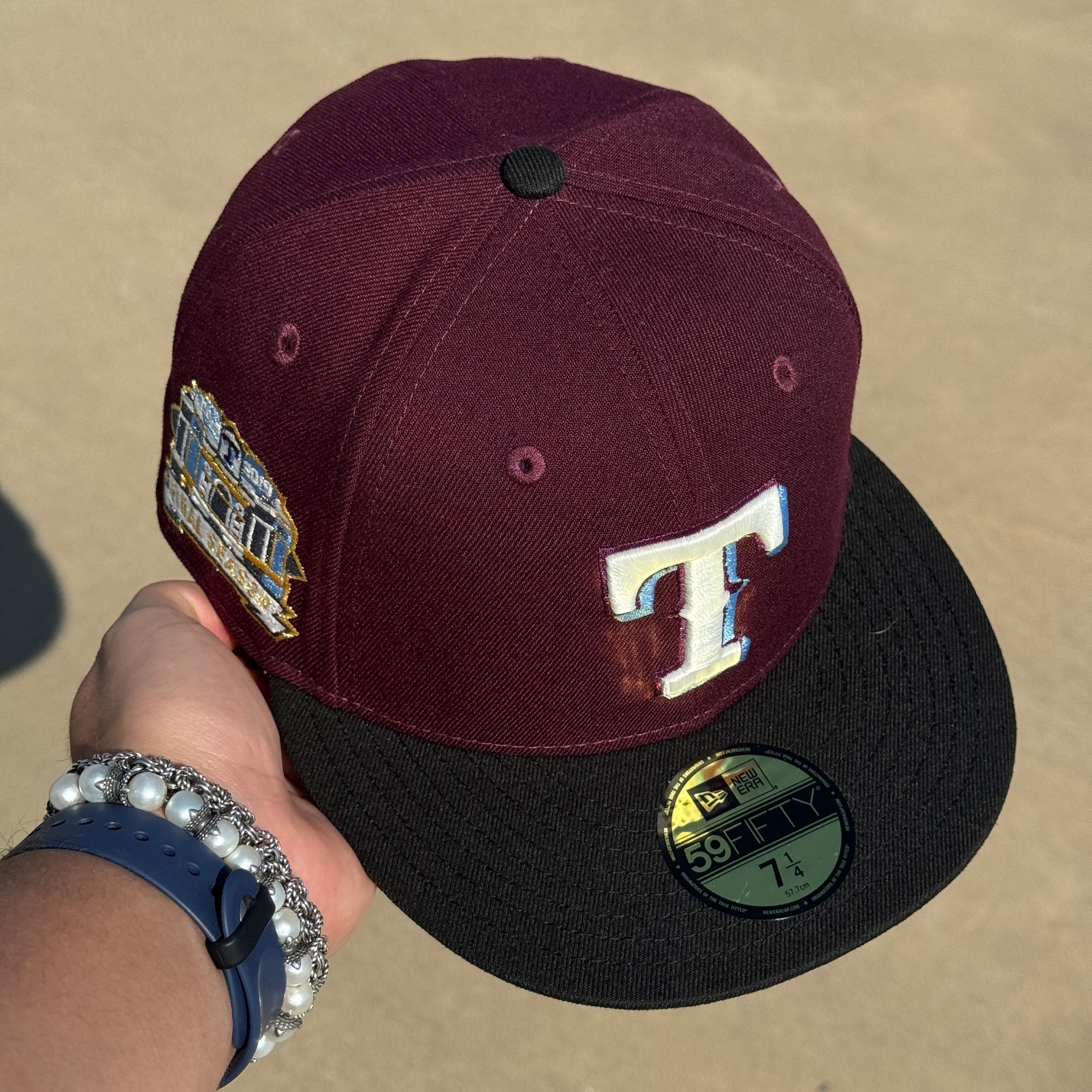 NWT 1/4 Maroon Dallas Texas Rangers Final Season 59fifty New Era Fitted Hat Cap