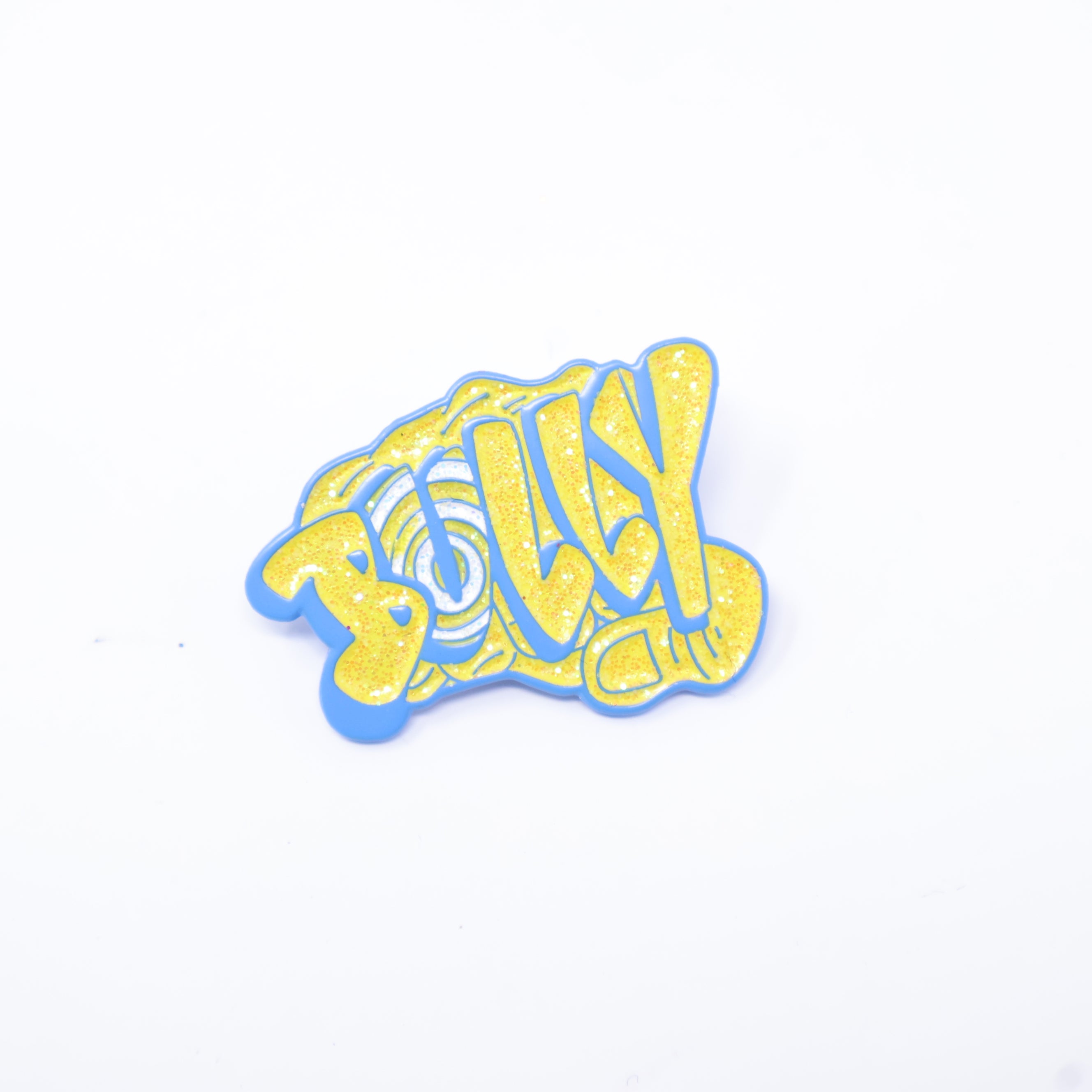 Bully Yellow Text Blue Plating Fist Graphic Pin