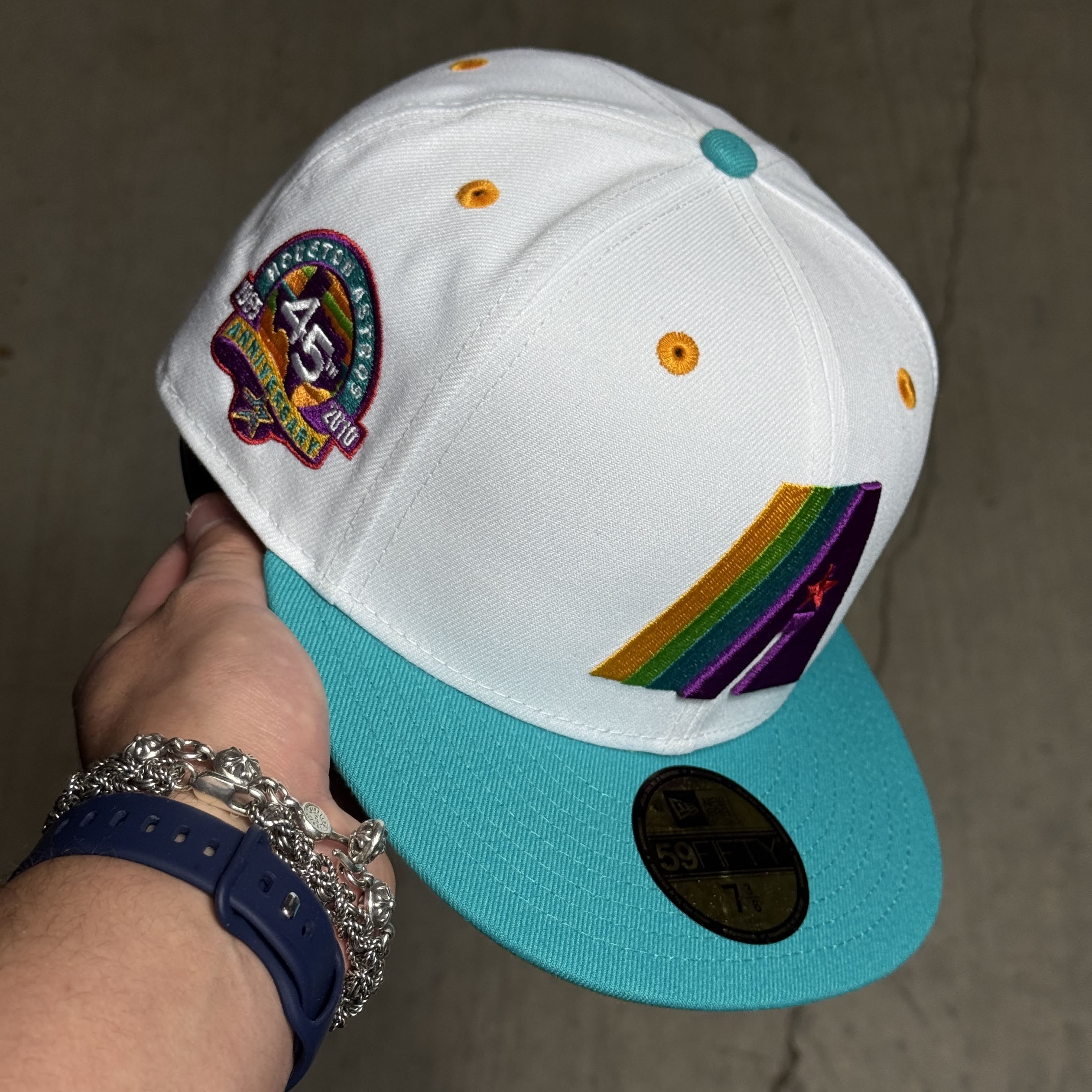NWT 3/8 White Houston Astros 45th Anniversary 59fifty New Era Fitted Hat Cap
